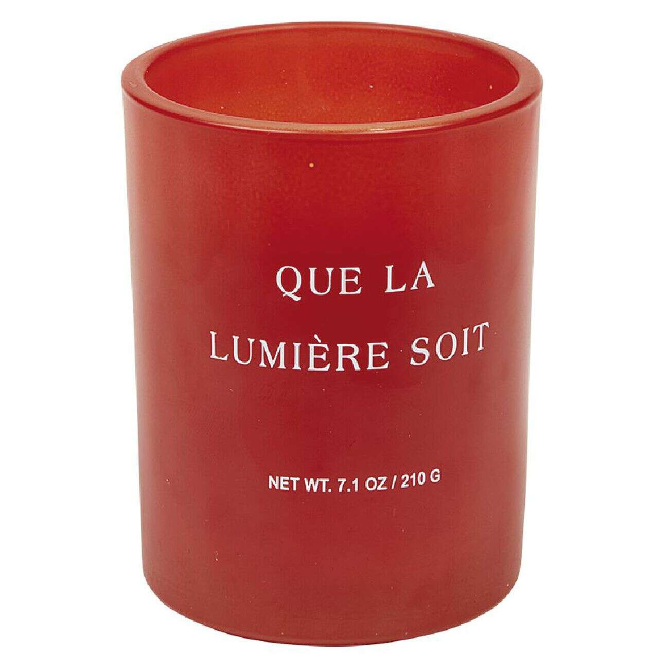 Bougie parfumée orange dans verre avec message imprimé