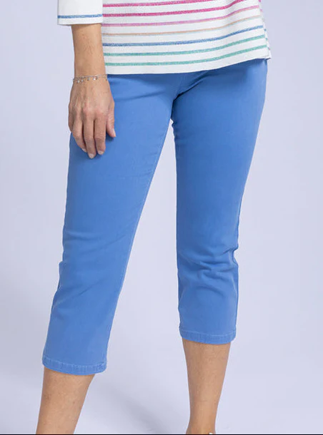 Pantacourt femme coton bleu