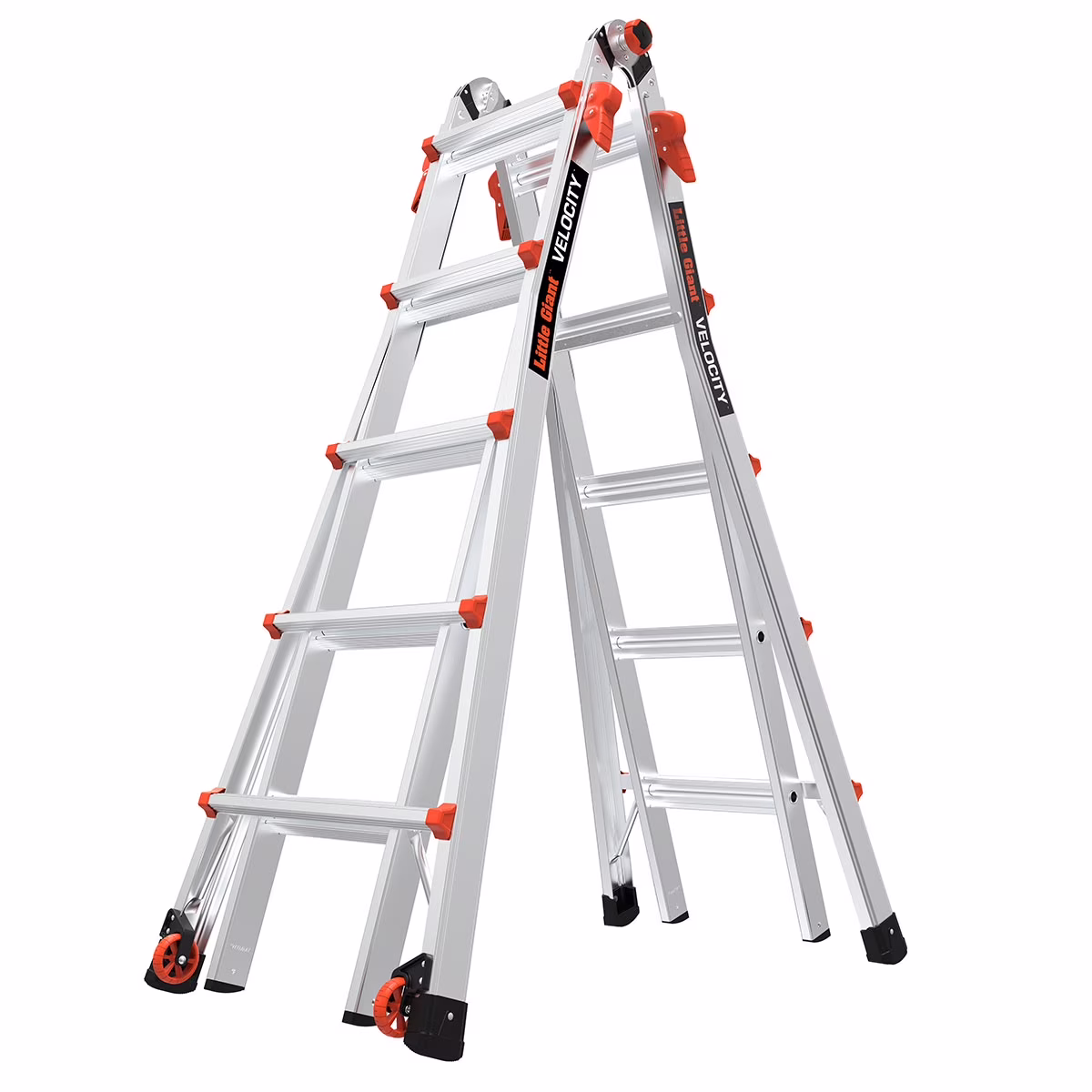 Velocity 22-ft Multi-Position Ladder, Aluminum, 300 lb Capacity, Telescoping, A-Frame, Extension, with Wheels and Slip-Resistant Feet(5' 6" 18' 11", Max Reach 22')
