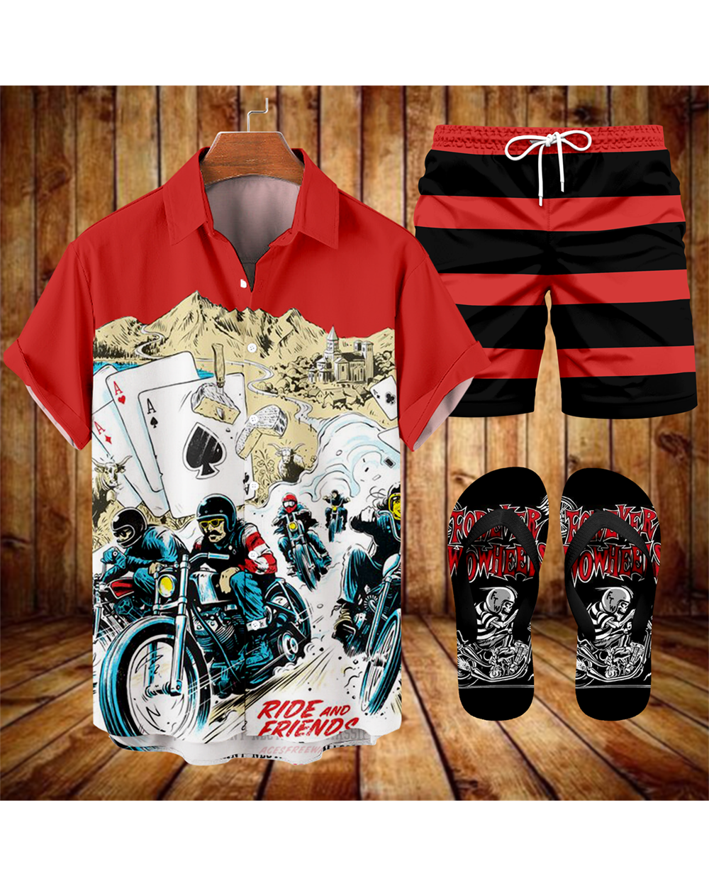 Ensemble trois pièces Suitmens pour homme, chemise imprimée moto modifiée, réf. 067
