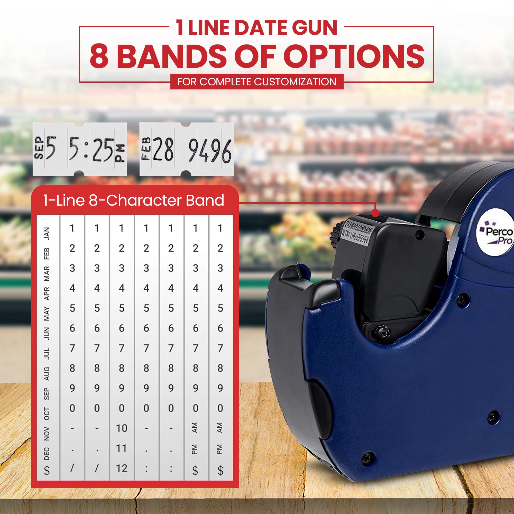 1 Line Date Label Gun Kit, Includes 8 Digits Date Gun Labeler, 10,000 Plain White Labels, and Preloaded Inker