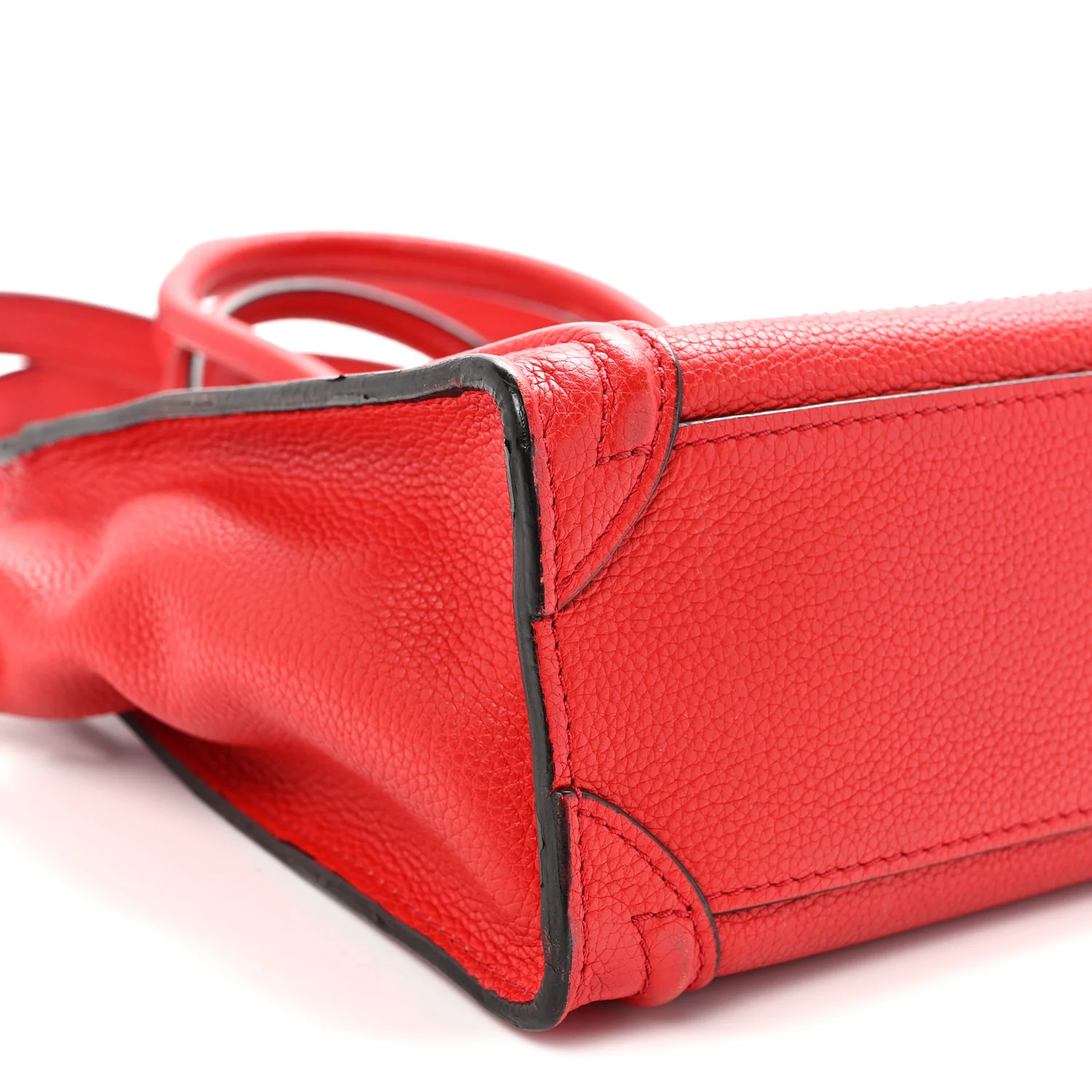 Drummed Calfskin Nano Luggage Vermillion