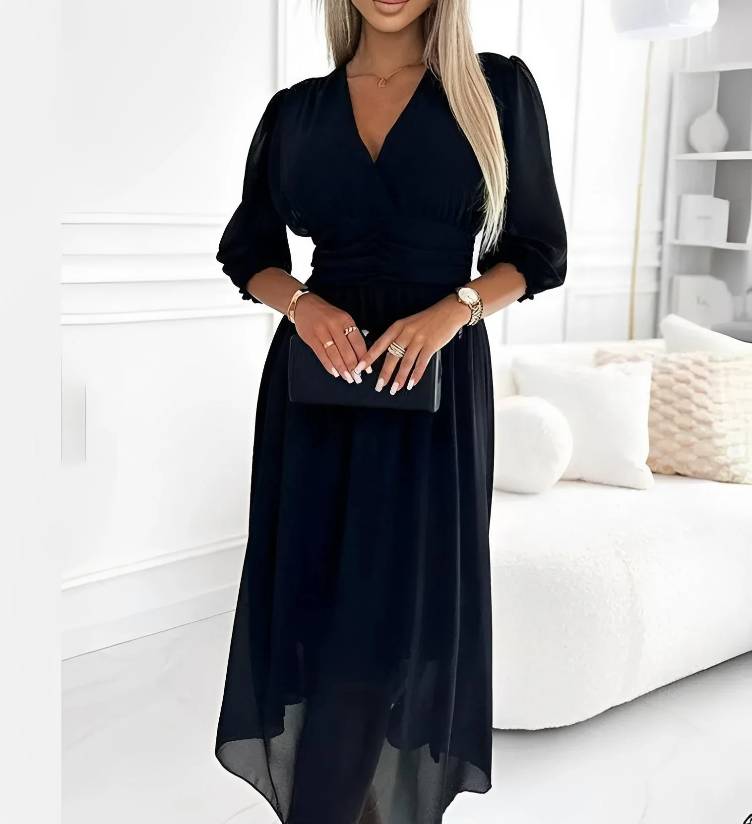 Aysha - Robe Midi à Manches Longues