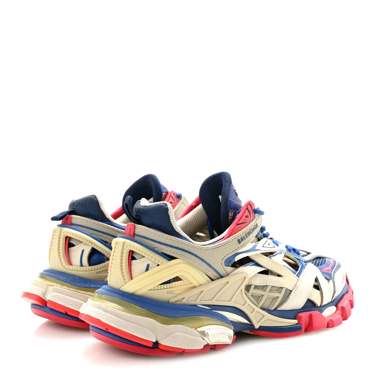 Rubber Mesh Bi-Color Womens Track.2 Open Sneakers 39 Beige Blue Red