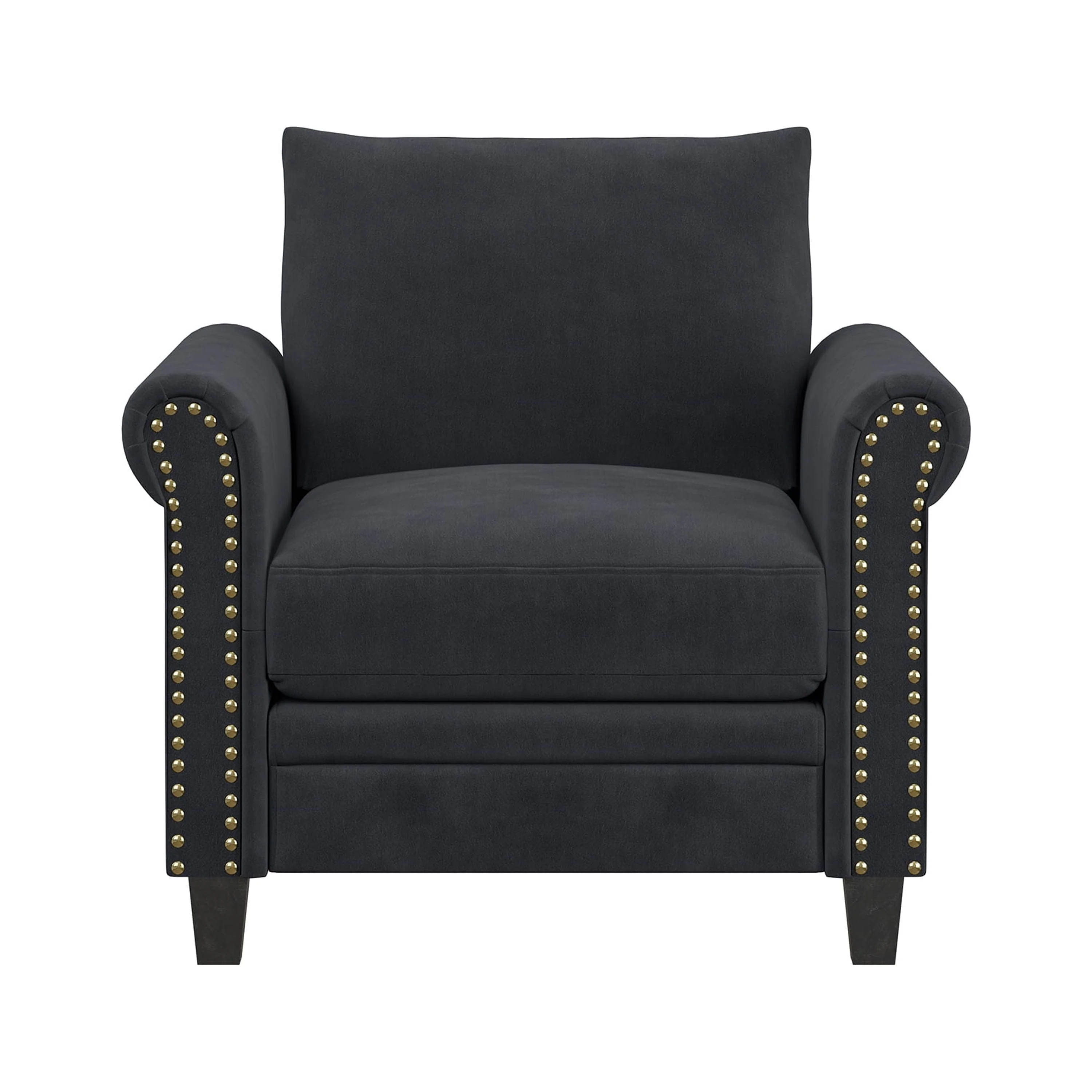 Lifestyle Solutions Fallon Armchair with Nail Head Trim, Gray Fabric
