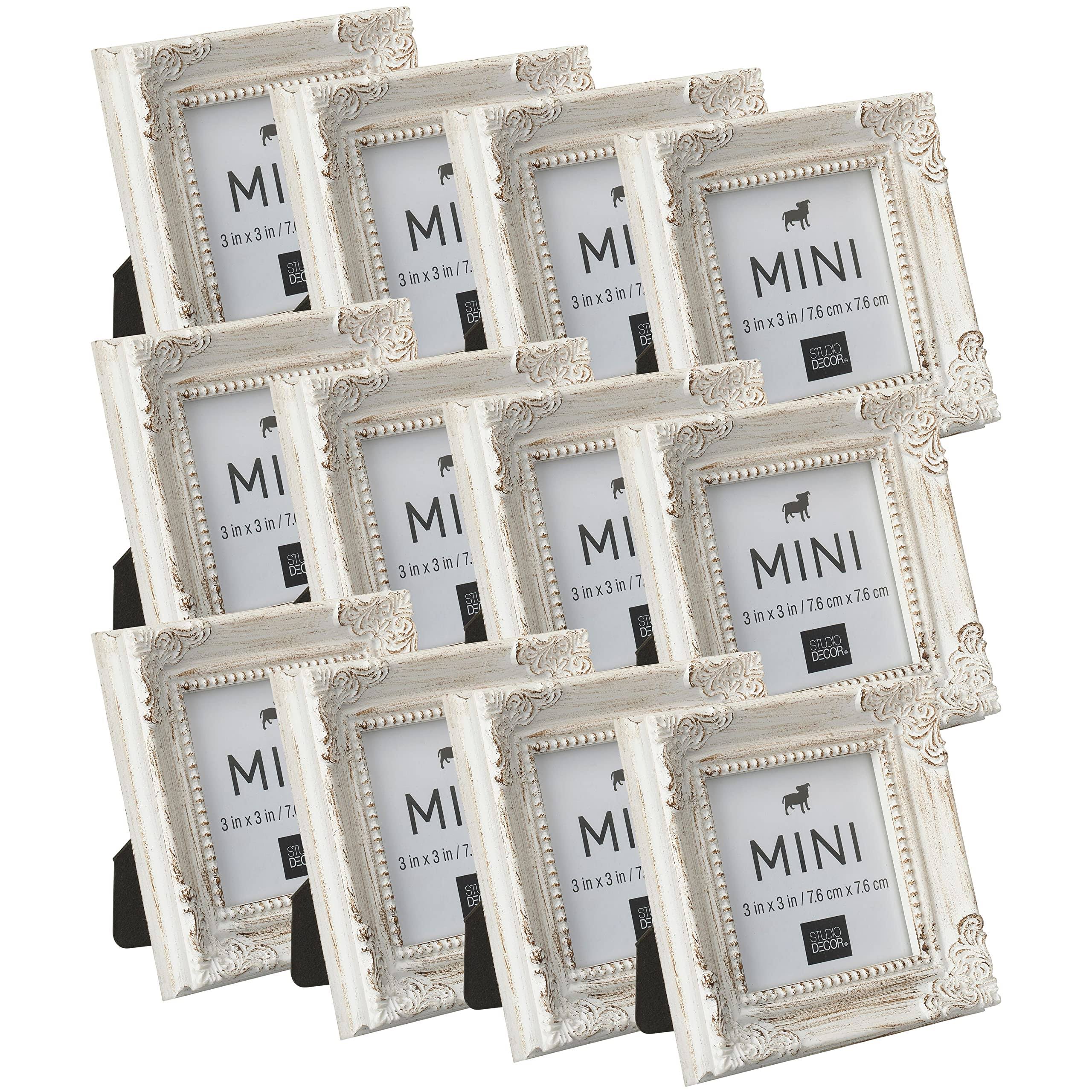 White Leaf Corner Accents Mini Frame by Studio D��cor - Decorative Picture Frame for Home, Office, Living Room - Bulk 12 Pack