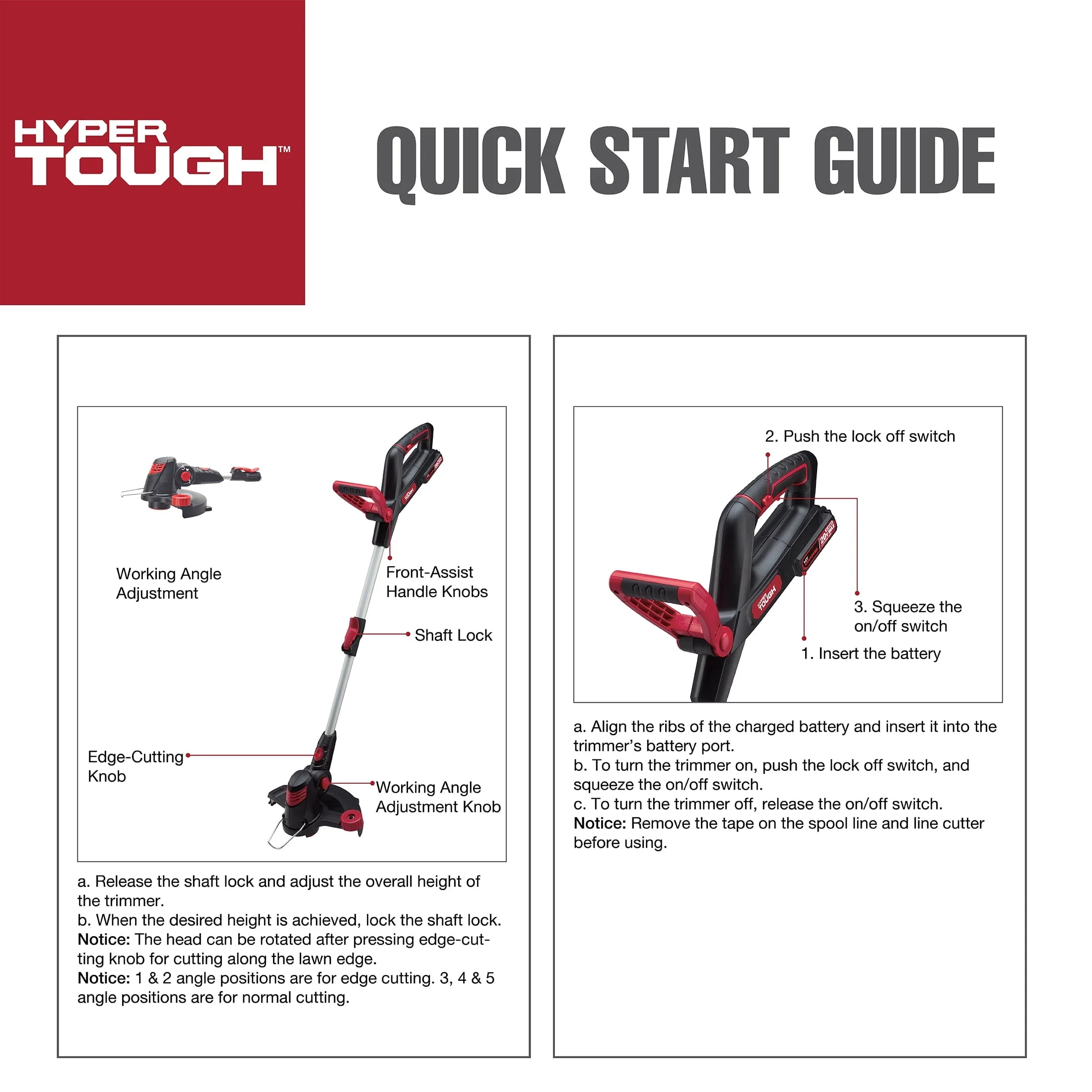 Hyper Tough 20V Max Cordless 12-inch String Trimmer, HT21-401-003-02(Black)