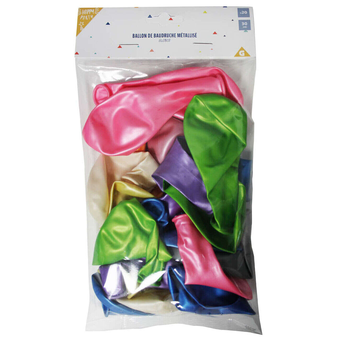Ballon de baudruche nacré multicolore x20