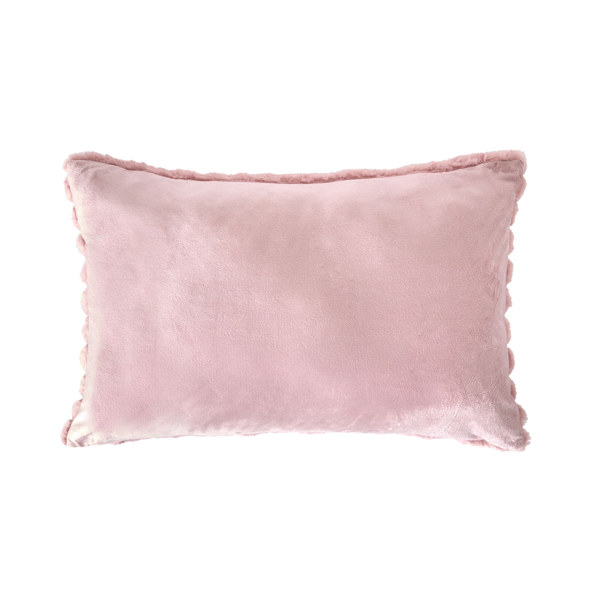 Luxe Rib Faux Fur Cushion Blush 55x35cm