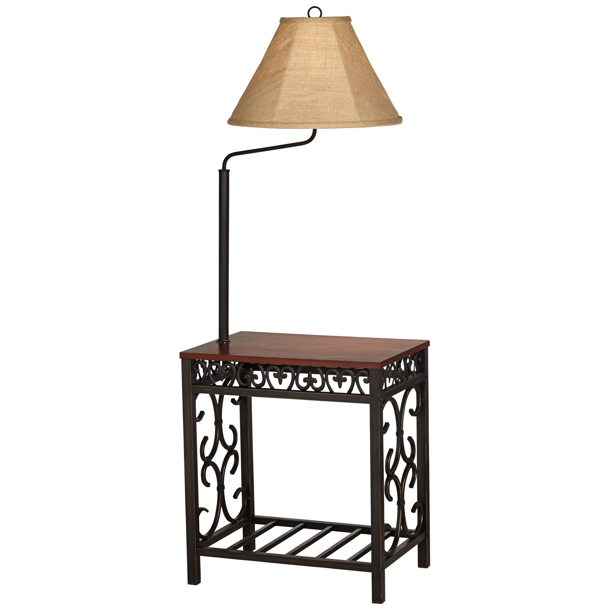 Regency Hill Travata Rustic Vintage Floor Lamp with End Table 54