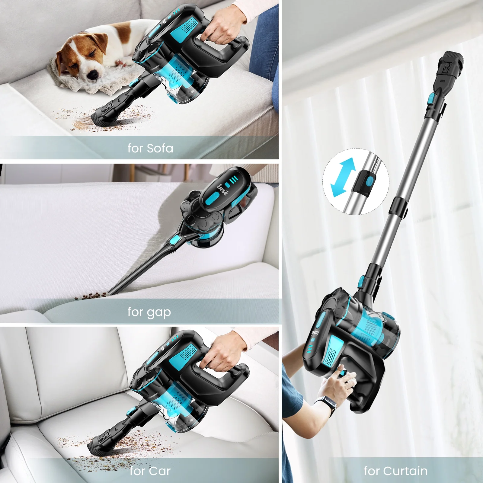 Cordless Vacuum Cleaners, 6-in-1 Lightweight Stick Vacuum for Hardwood Floor Carpet Pet Hair, V770(Blue) - Image 7