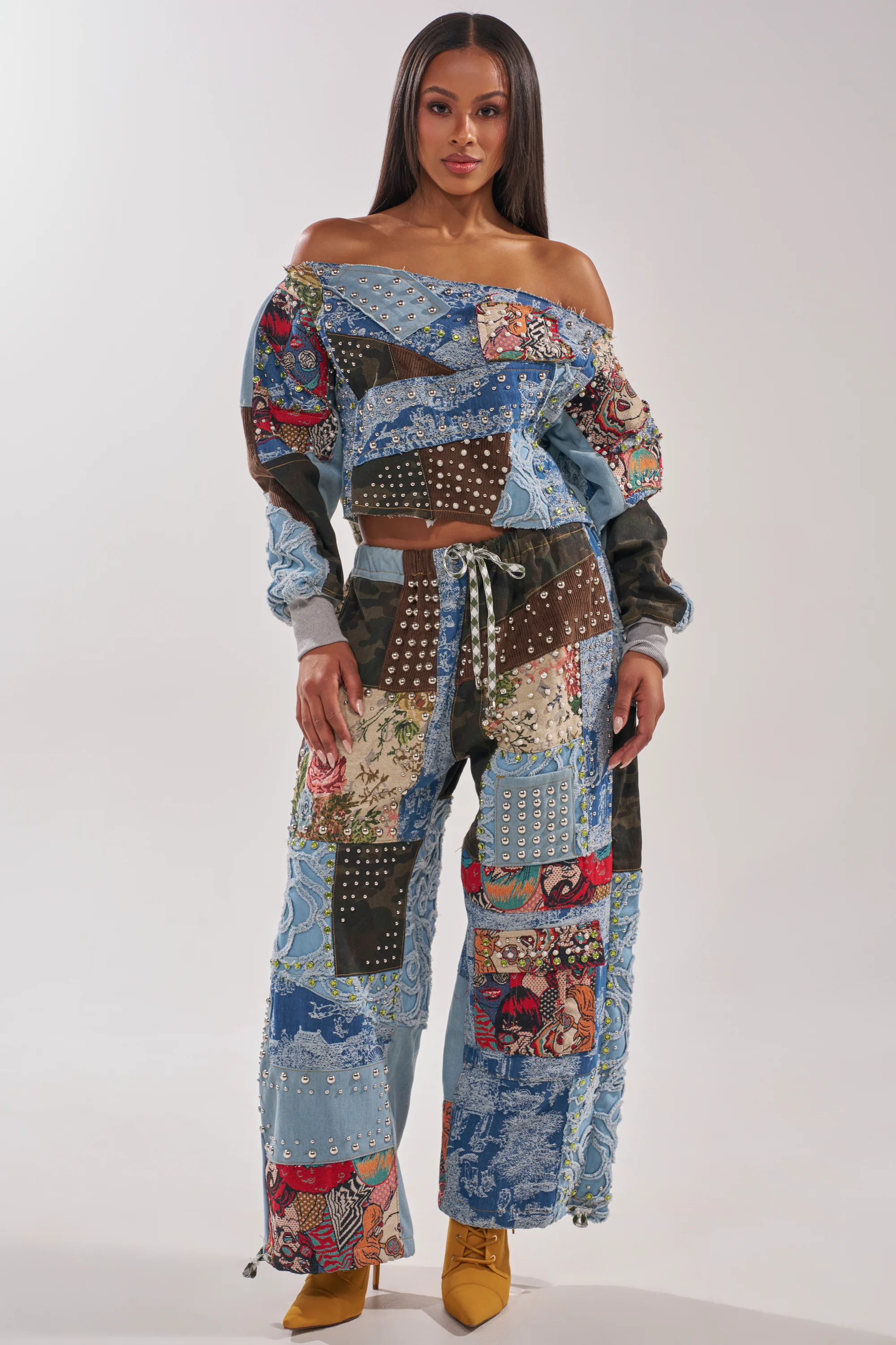 CALL EM CRAZY PATCHWORK JOGGER - Akira Store