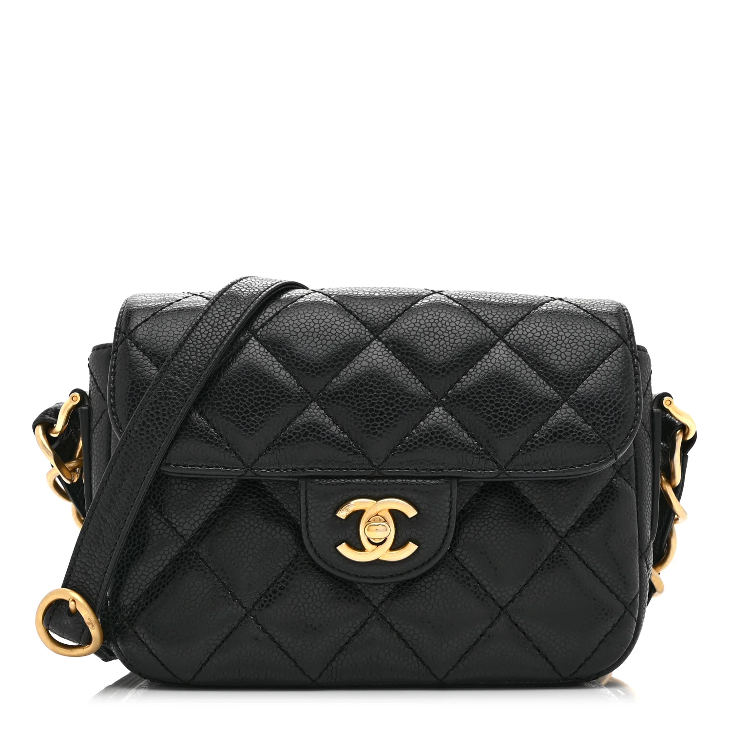 Caviar Quilted Mini Chain Flap Black