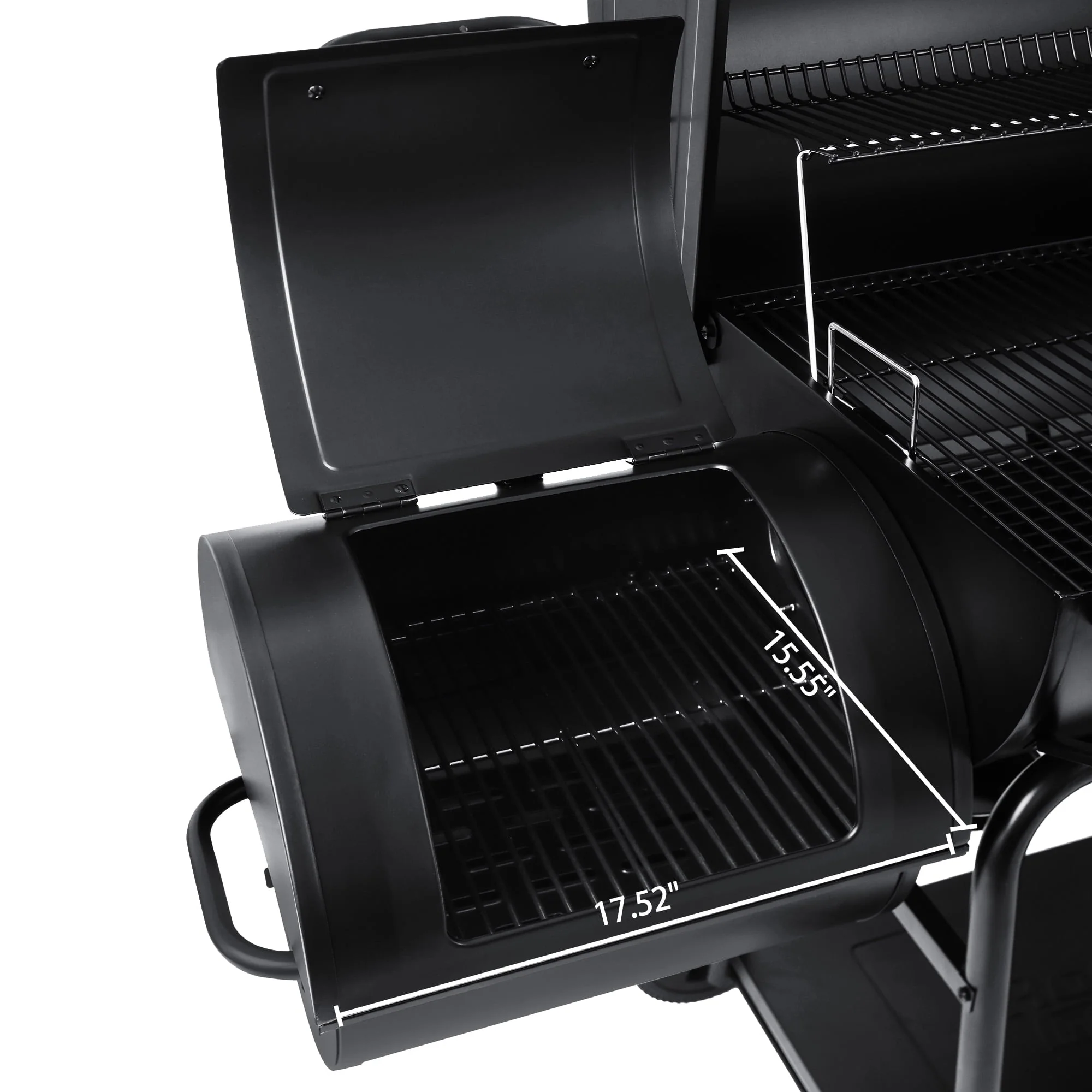 CC2036F 36" Charcoal Barrel Grill with Offset Smoker - Image 5