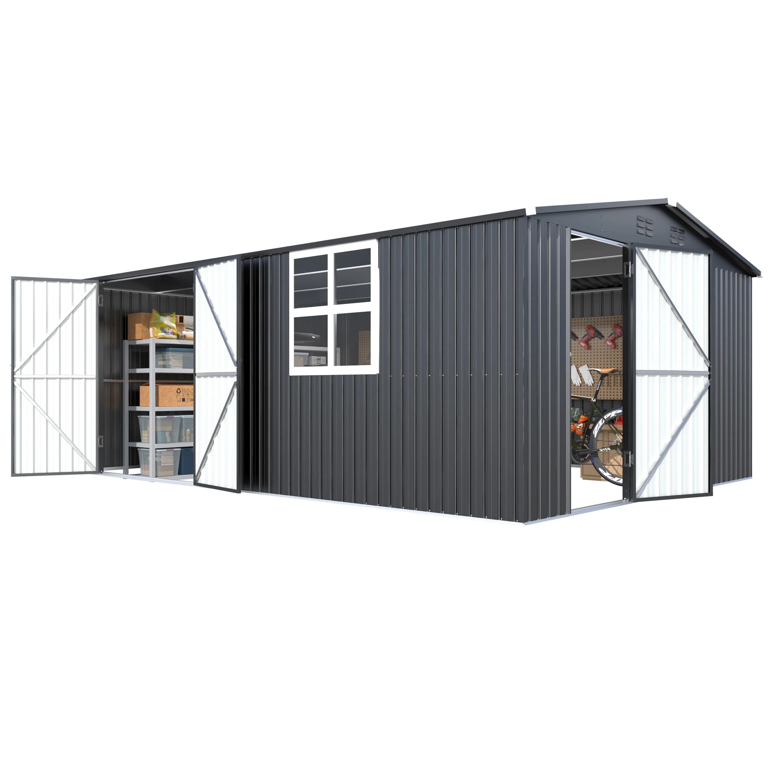 AECOJOY 16' x 12' Outdoor Storage Shed, Large 12x16 Metal Sheds with Windows, Utility  Tool Storage