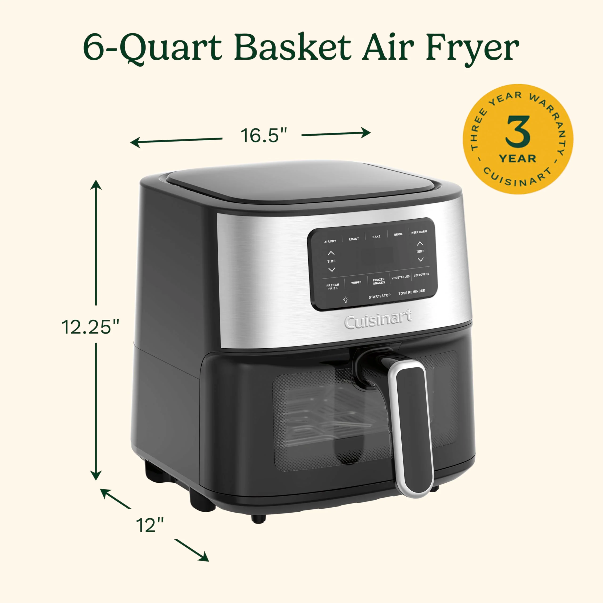 Cuisinart Air Fryer Oven. 6-Qt Basket Stainless Steel Air Fryer