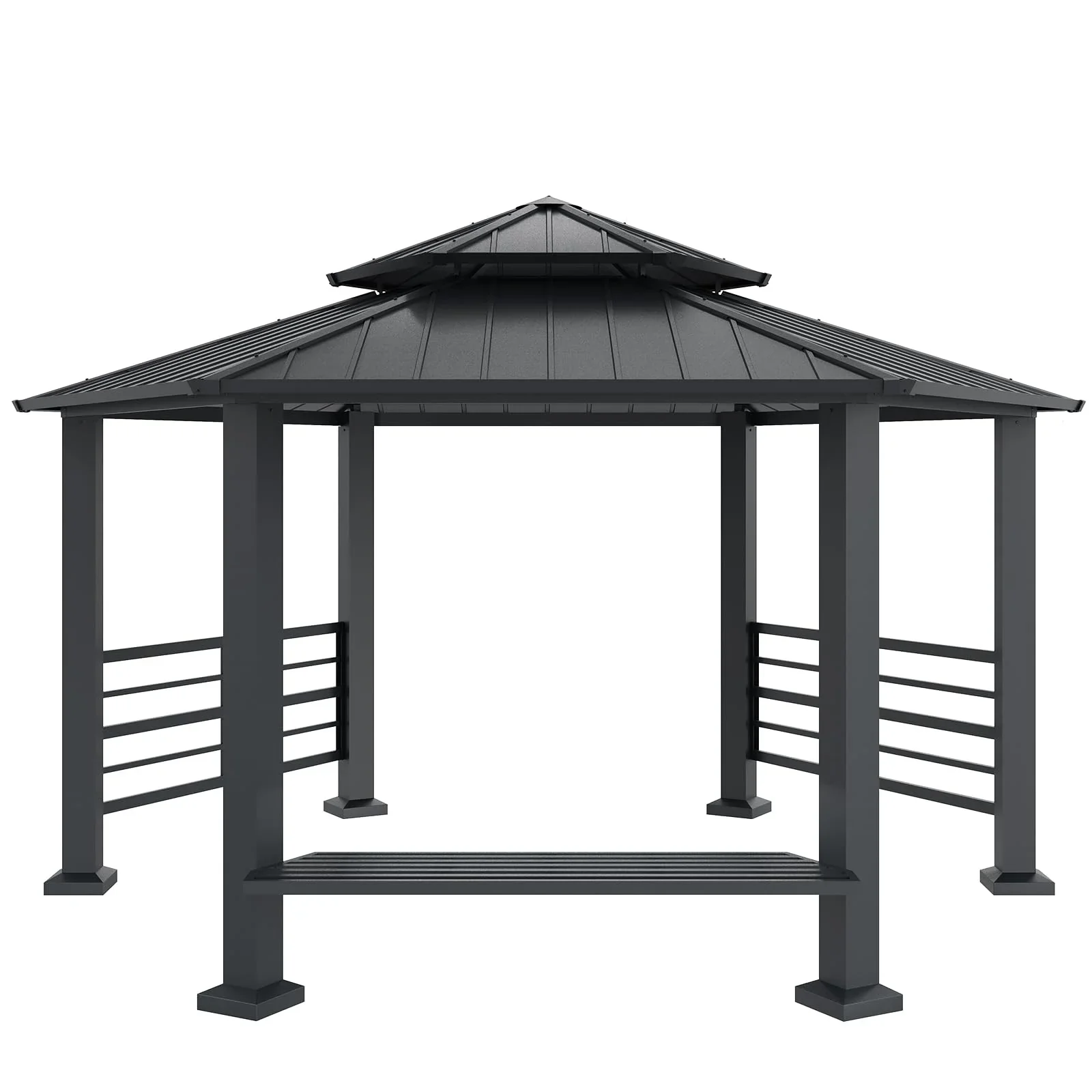 Jocisland Wood Gazebo 10'x12', Wind & Rain Resistant Design, Grill Gazebo for Garden, Backyard