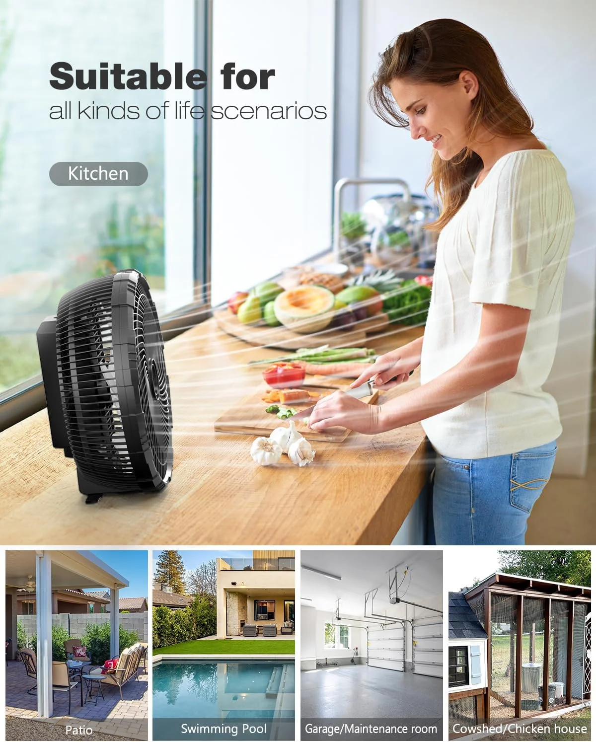 Portable fan products, 20000mAh 12 inch outdoor misting fan, suitable for outdoor patios(black) Image 8