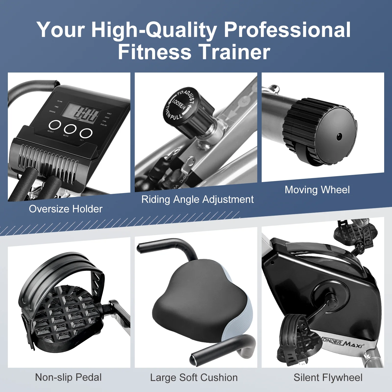 Foldable Exercise Bike for Home Magnetic Stationary Bike Indoor Cycling Upright Bicycle Indoor Cycle Recumbent Exercise Bike with Arm Resistance Bands - Image 6