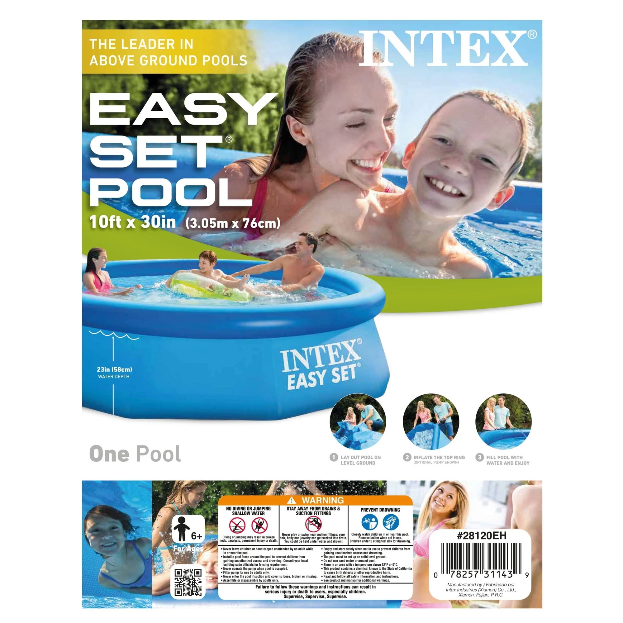 Intex Easy Set 10 Ft x 30 In Above Ground Inflatable Round Swimming Pool Image 4