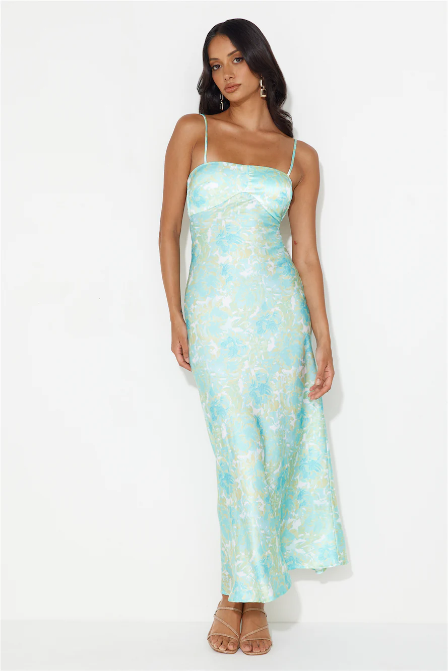Girl To Girl Satin Maxi Dress Green
