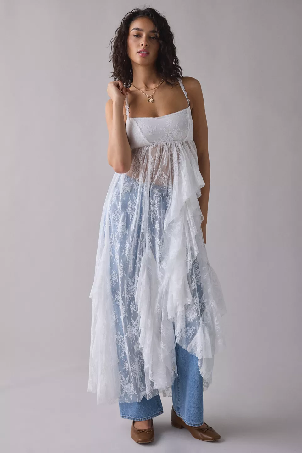 Kimchi Blue One Way & Another Sheer Lace Layering Maxi Dress