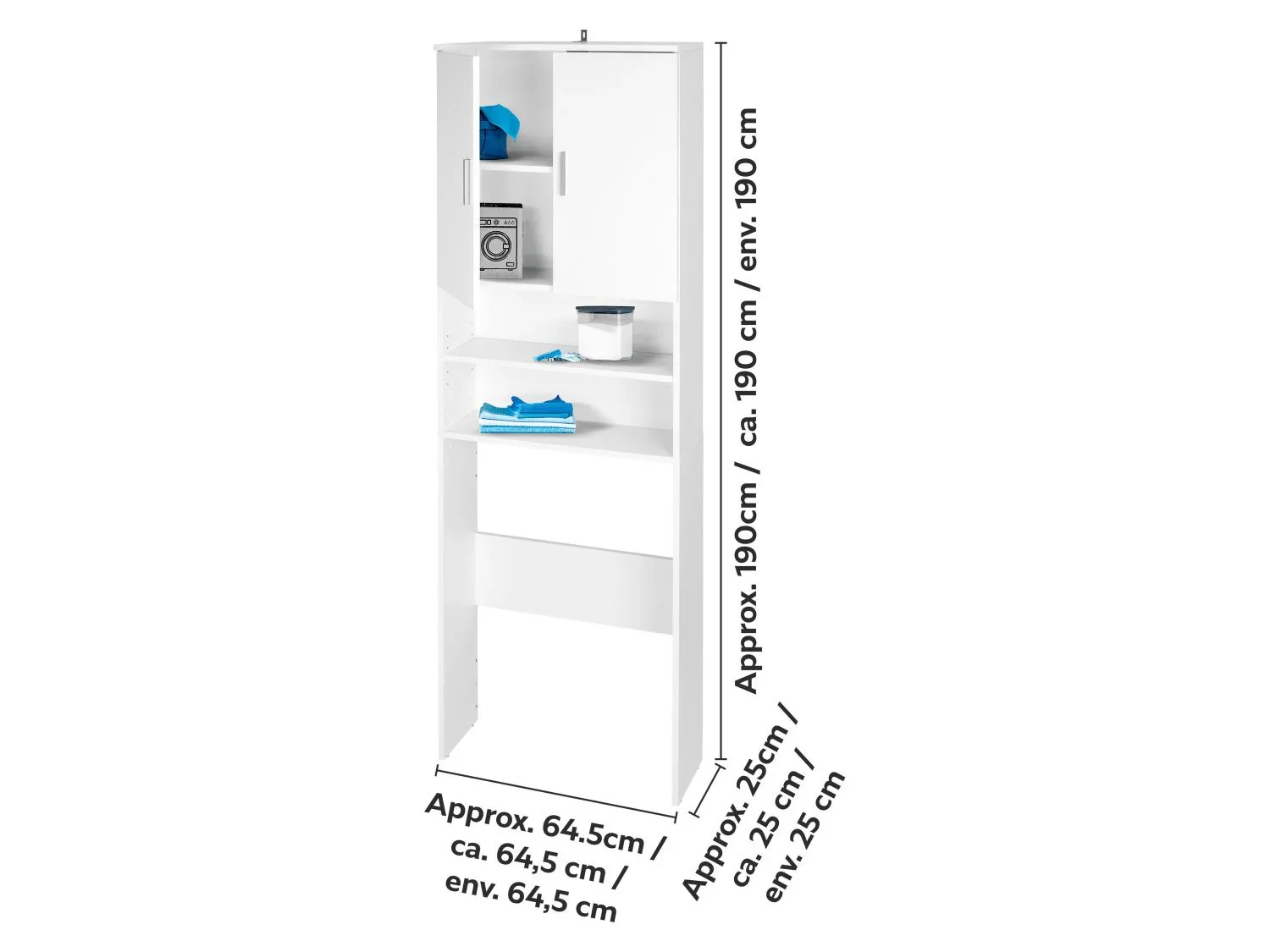 LIVARNO Meuble pour machine  laver Liverpool, 64,5 x 190 x 25 cm