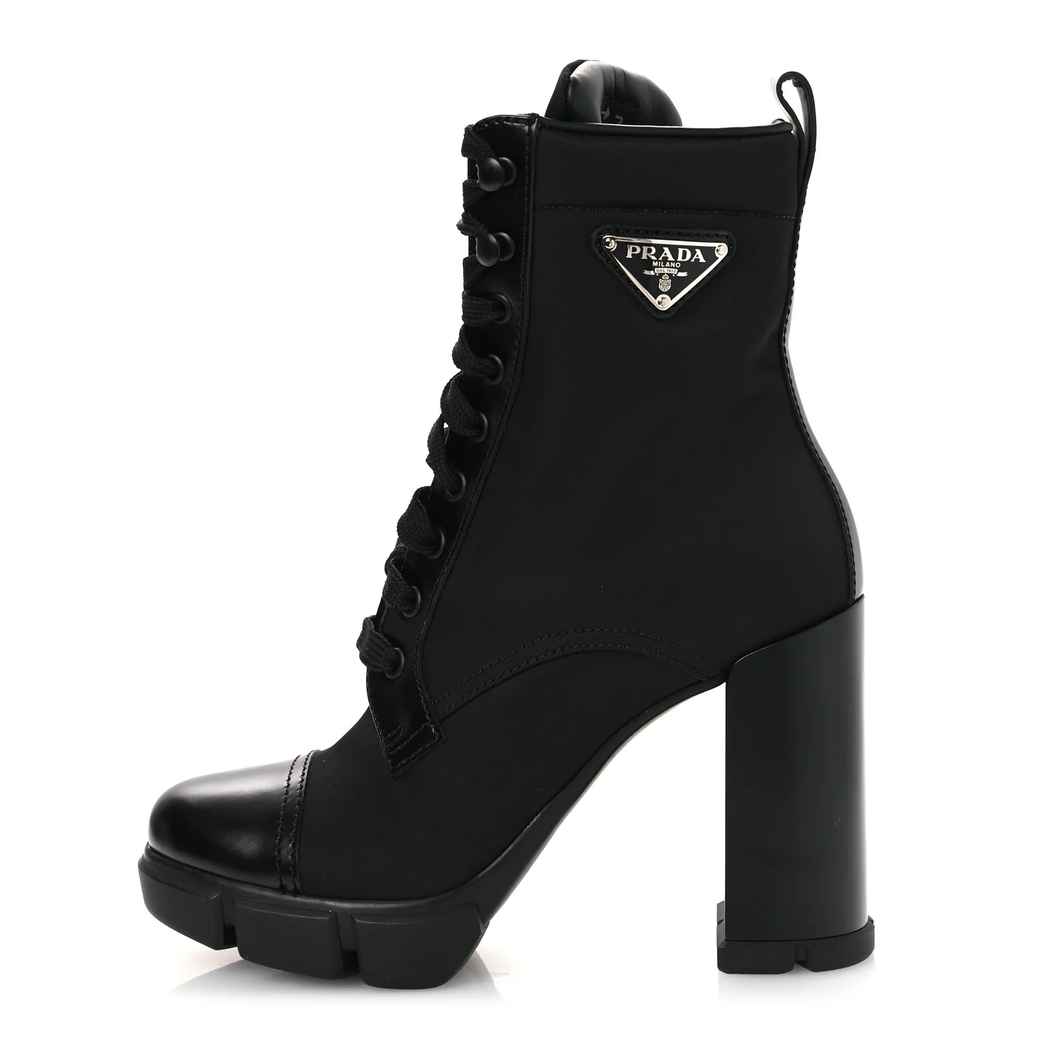 Spazzolato Re-Nylon Metal Triangle Logo 110mm Ankle Boots 36.5 Black