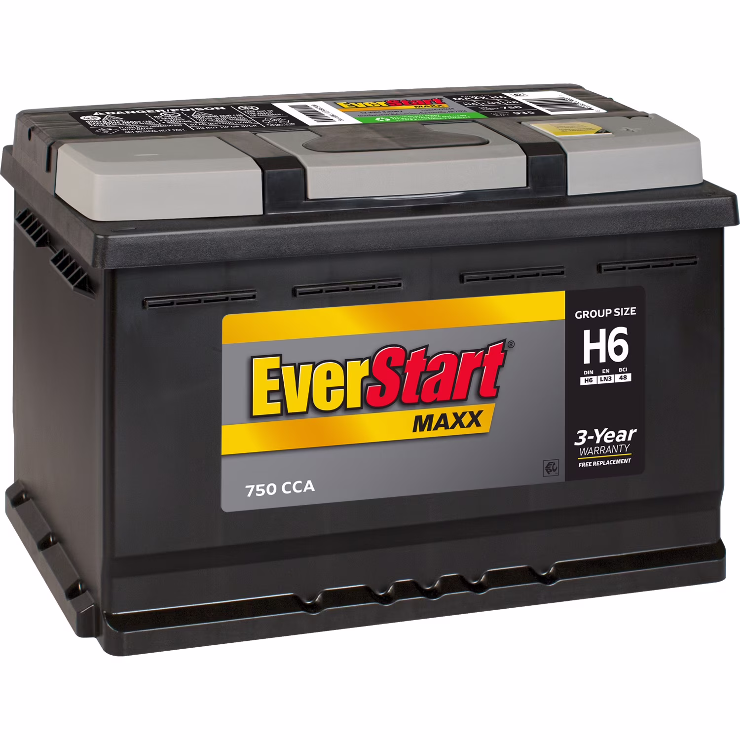 Maxx Lead Acid Automotive Battery, Group Size H6 / LN3 / 48 12 Volt, 750 CCA 120 RC