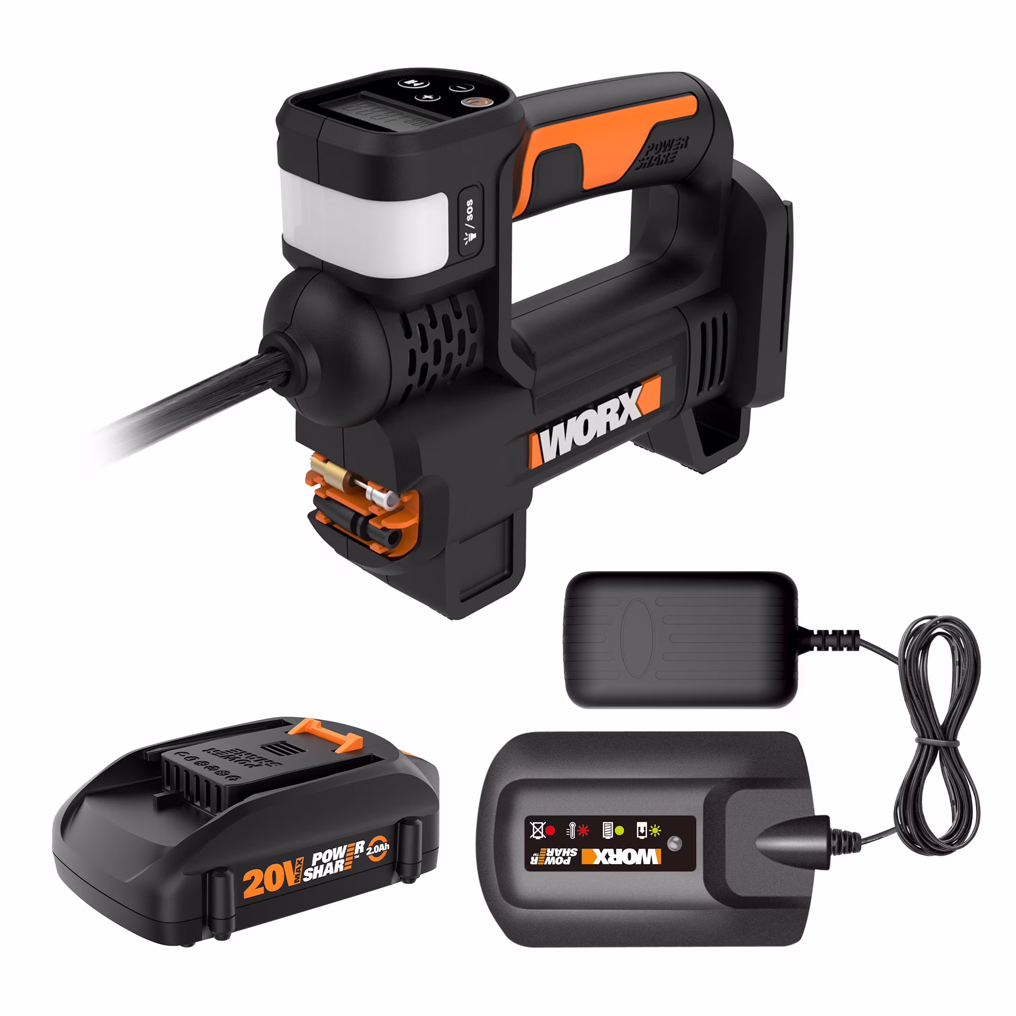 WX092L 20V Power Share Portable Air Pump Inflator(Black)