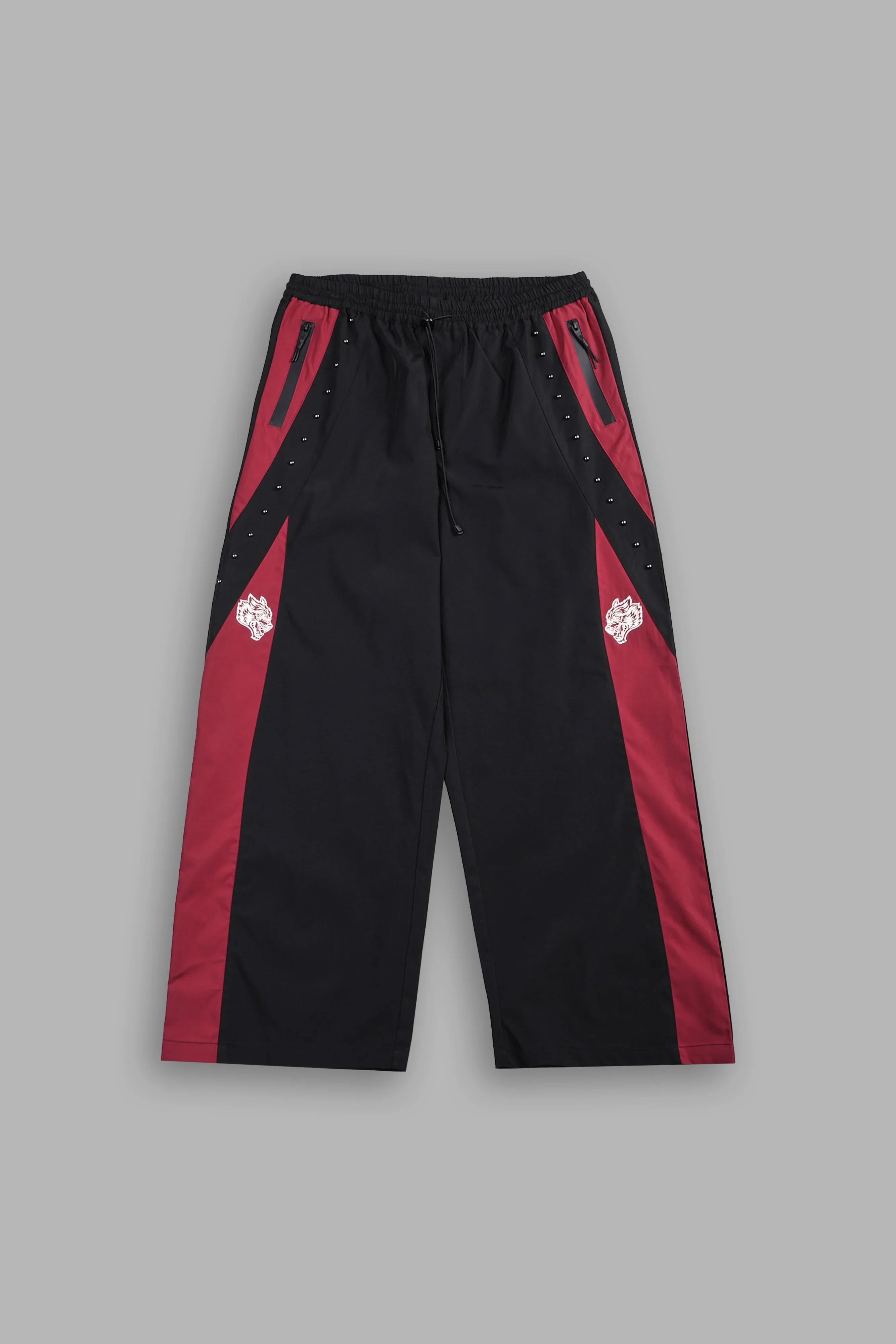 Lobo Chopper Brolic Track Pants In Black/Cherry Red