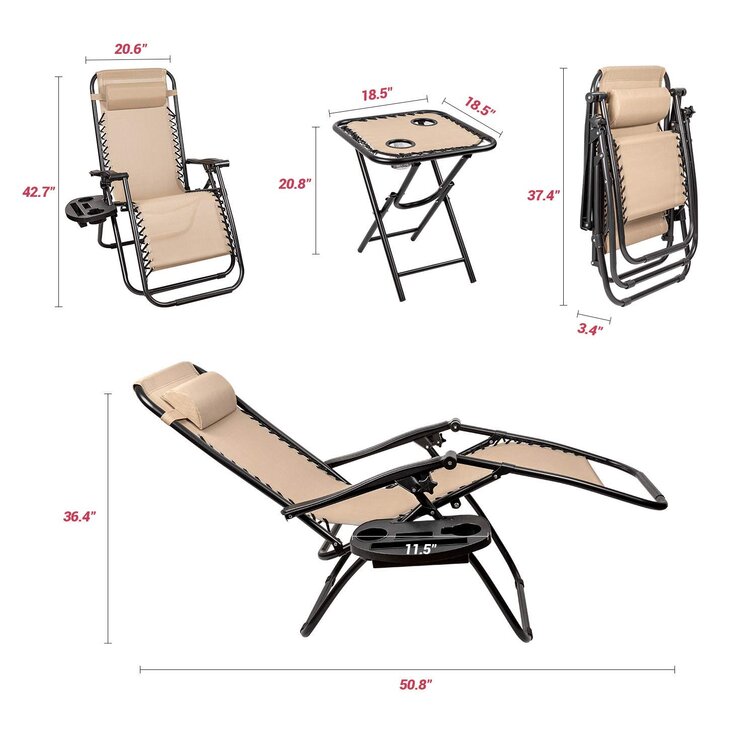 Fauteuil inclinable/pliant zéro gravité Gavyn avec coussin
