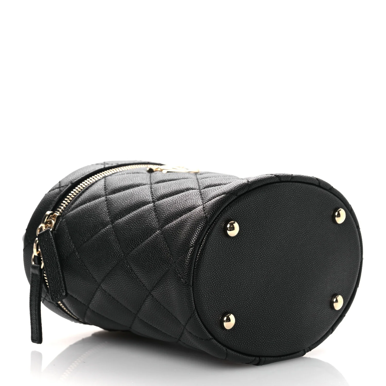 Caviar Quilted Top Handle Vanity Case Black
