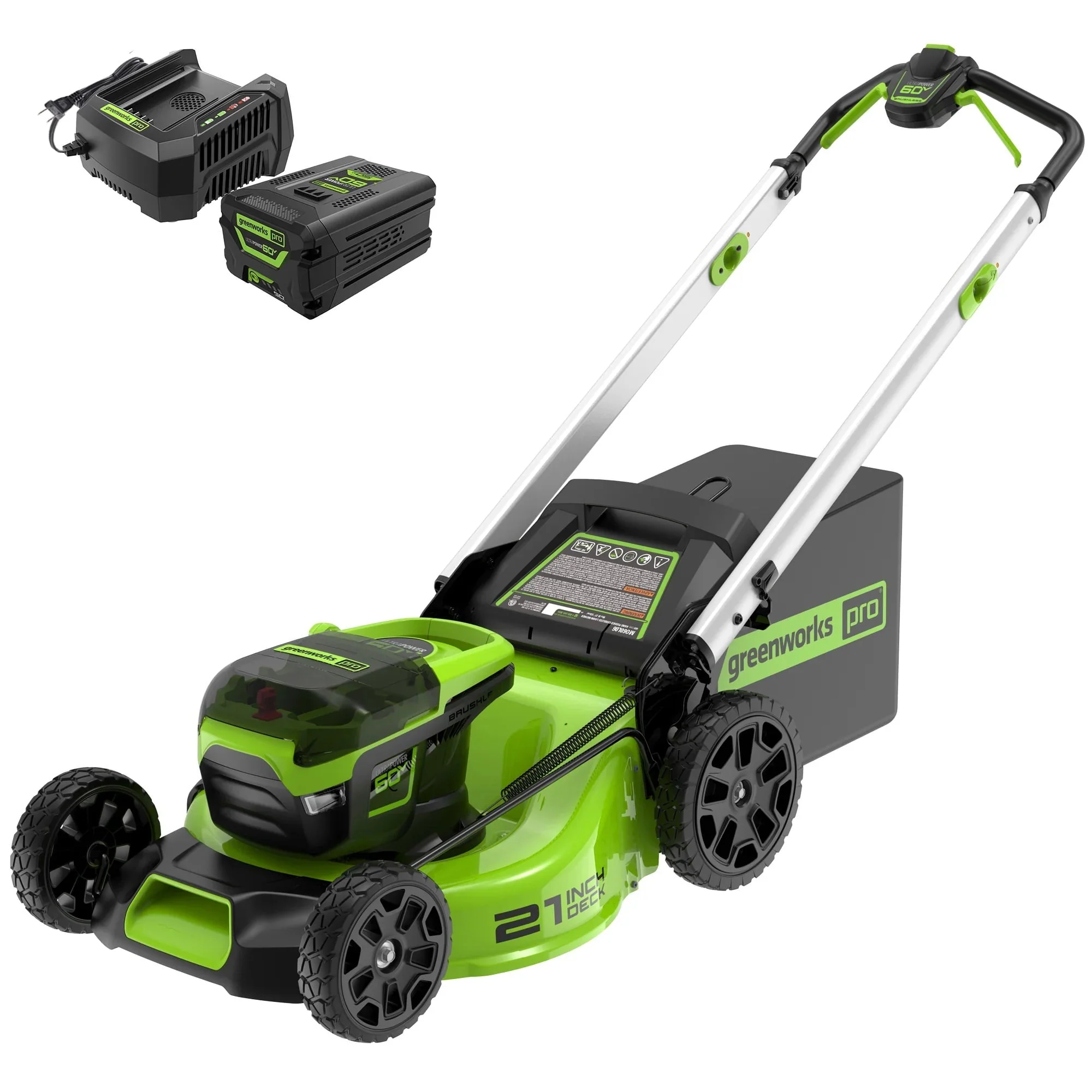 60V 21" Cordless Brushless Lawn Mower with 5 0Ah Battery Charger