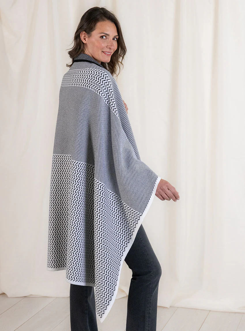 Plaid jacquard en laine mérinos noir