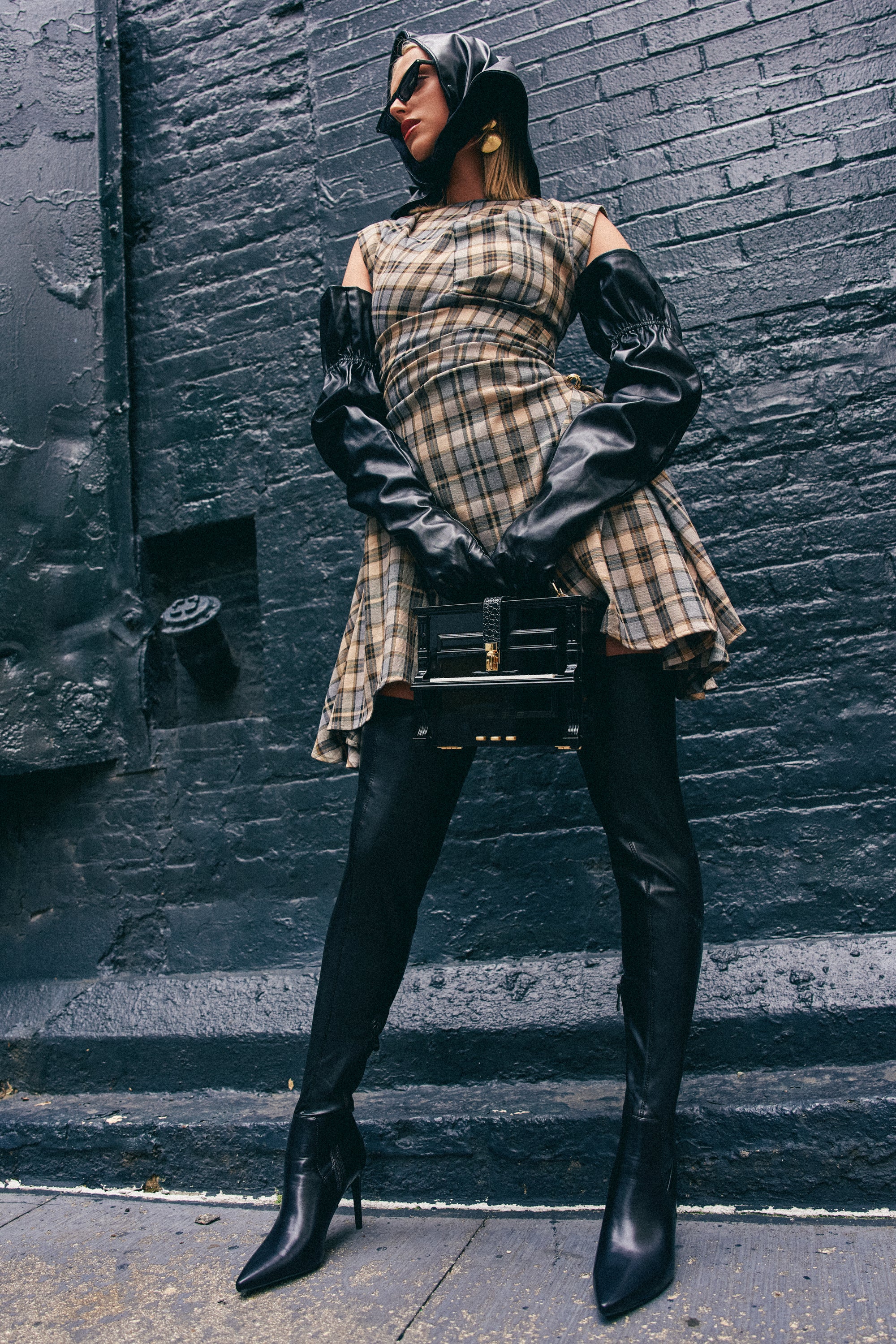CARRY ME HOME MINI DRESS IN PLAID - Akira Store