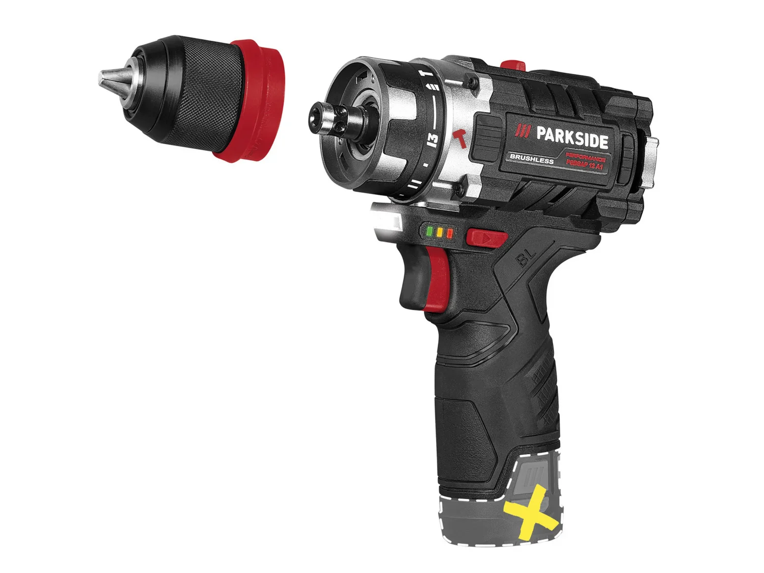 PARKSIDE PERFORMANCE Perceuse-visseuse  percussion sans fil PSBSAP 12 A1, 12 V