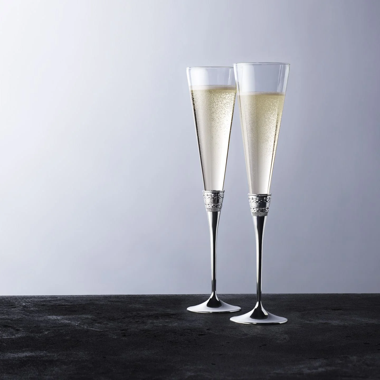 With Love Silver Toasting Flutes, Pair