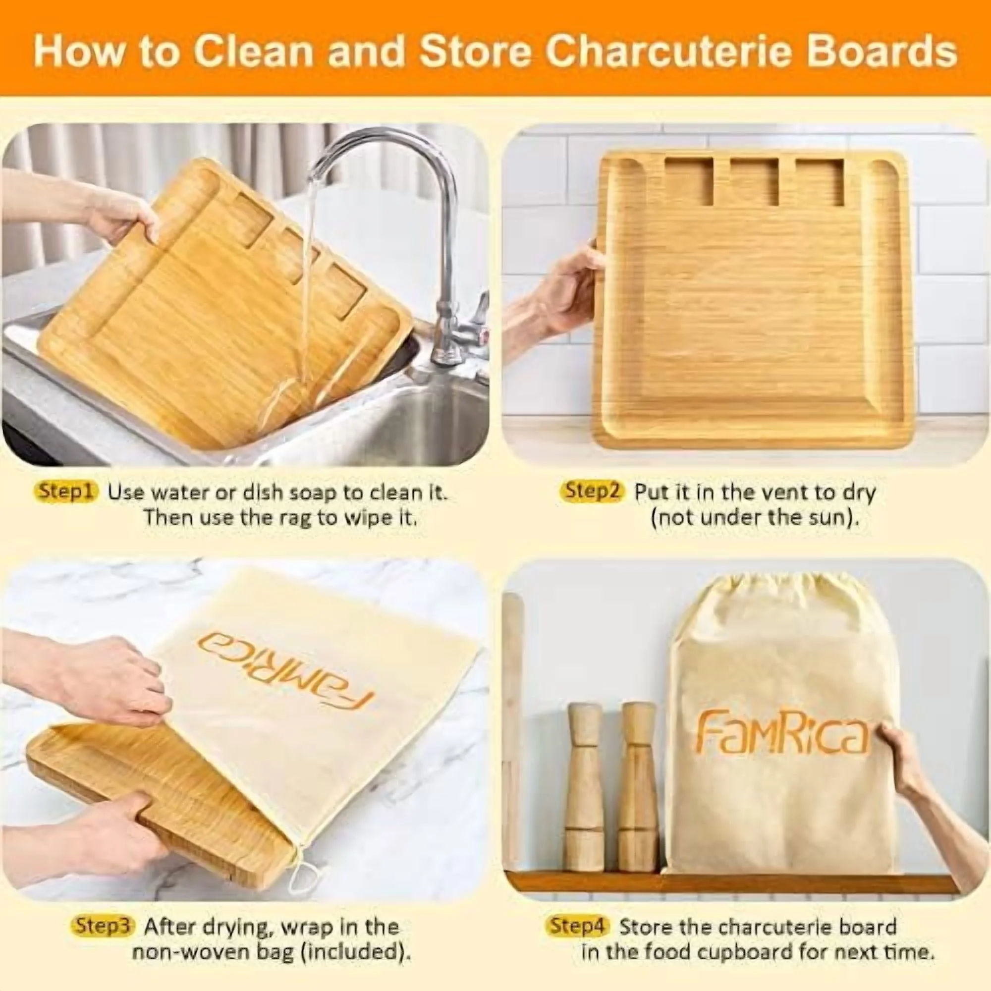 Charcuterie Board Set Cheese Board with 2 Drawers, Bamboo Cheese Tray Serving Board Unique Mothers Day Gifts, Wedding, Housewarming, Birthday Gifts - Image 3
