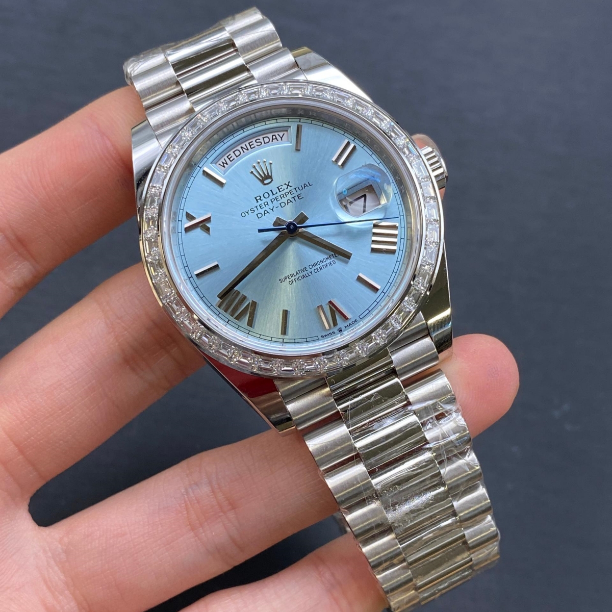 [Super Clone]RLX Day-Date 40mm 228396TBR-0030 Ice Blue Roman Dial