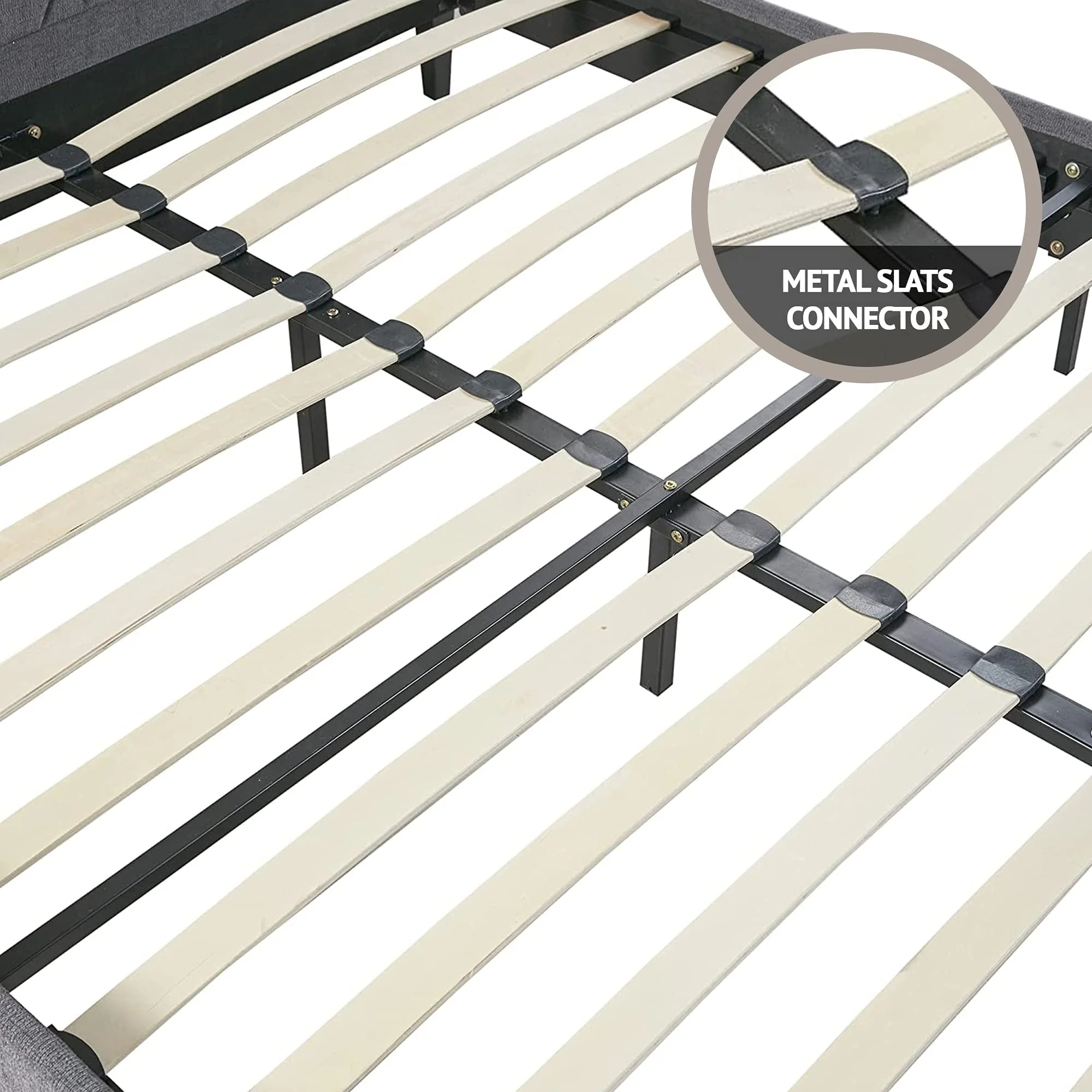510 Design Wooden Full Size Quilted Upholstered Platform Bed Frame Bedroom with Headboard Charcoal(Full)