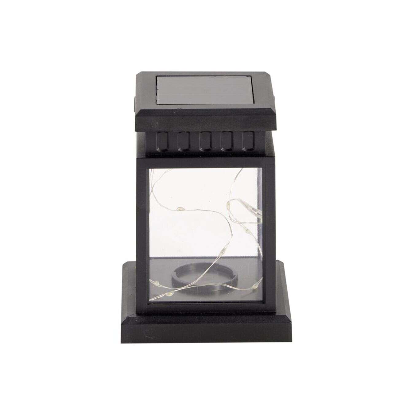 Lanterne funéraire solaire à LED plastique et fer 9x9xH12,5cm