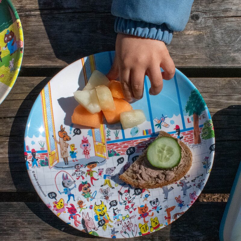 Bukkene Bruse tallerken 22,5 cm back to school blå