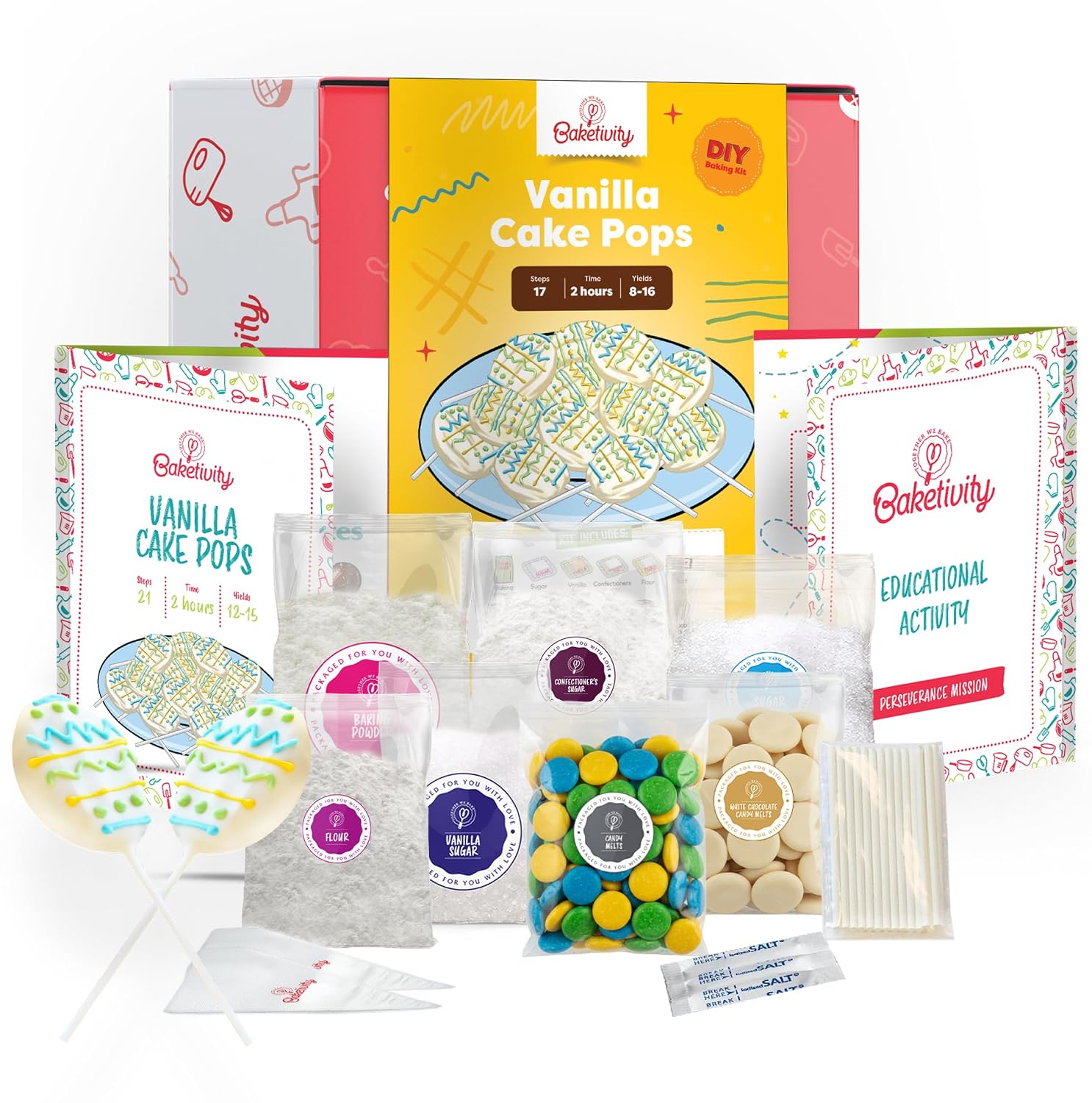 Baketivity DIY Cake Pop Kids Baking Kit with Pre-Measured Ingredients