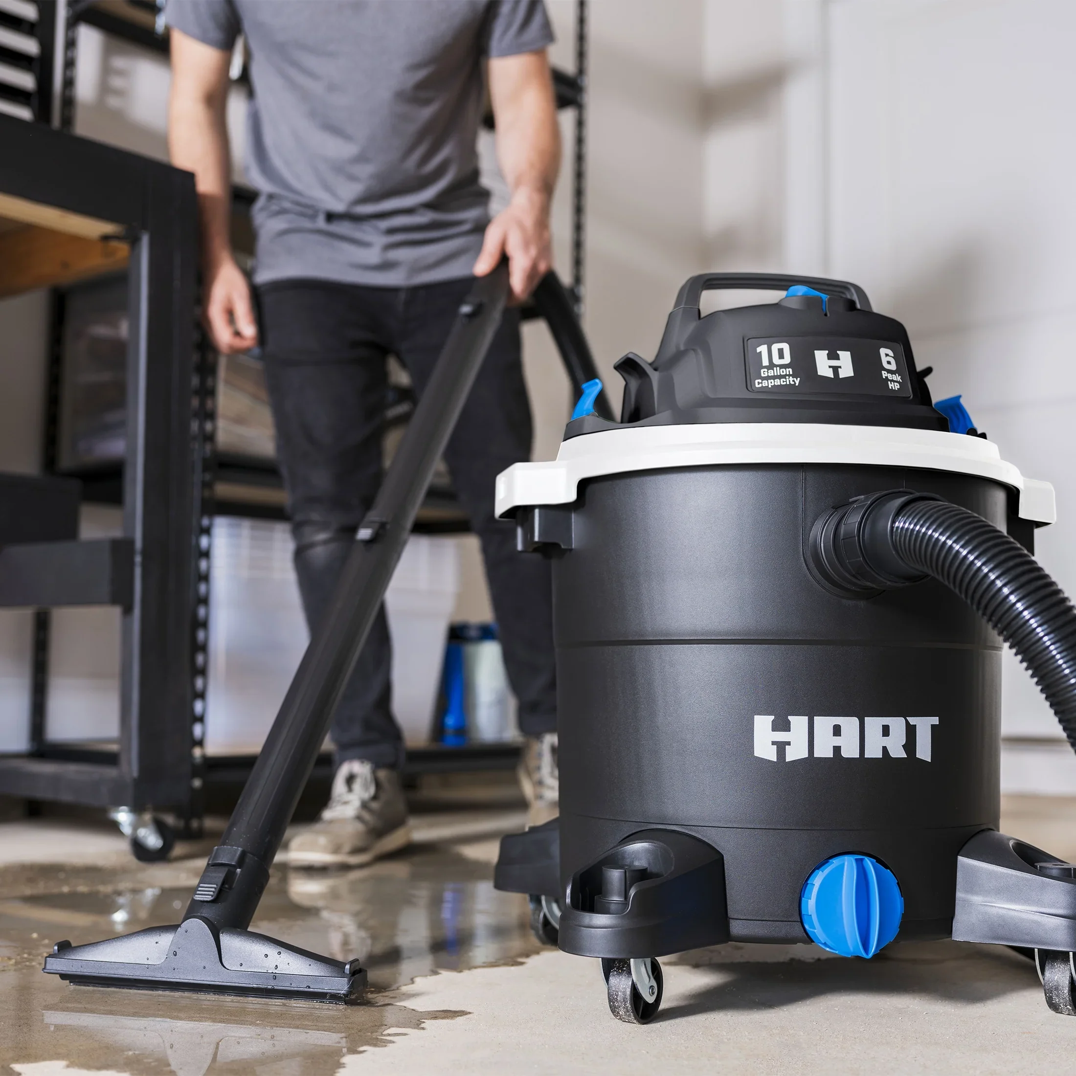 HART 10 Gallon 6 Peak HP Poly Wet/Dry Vacuum, VOC1012PF 3703