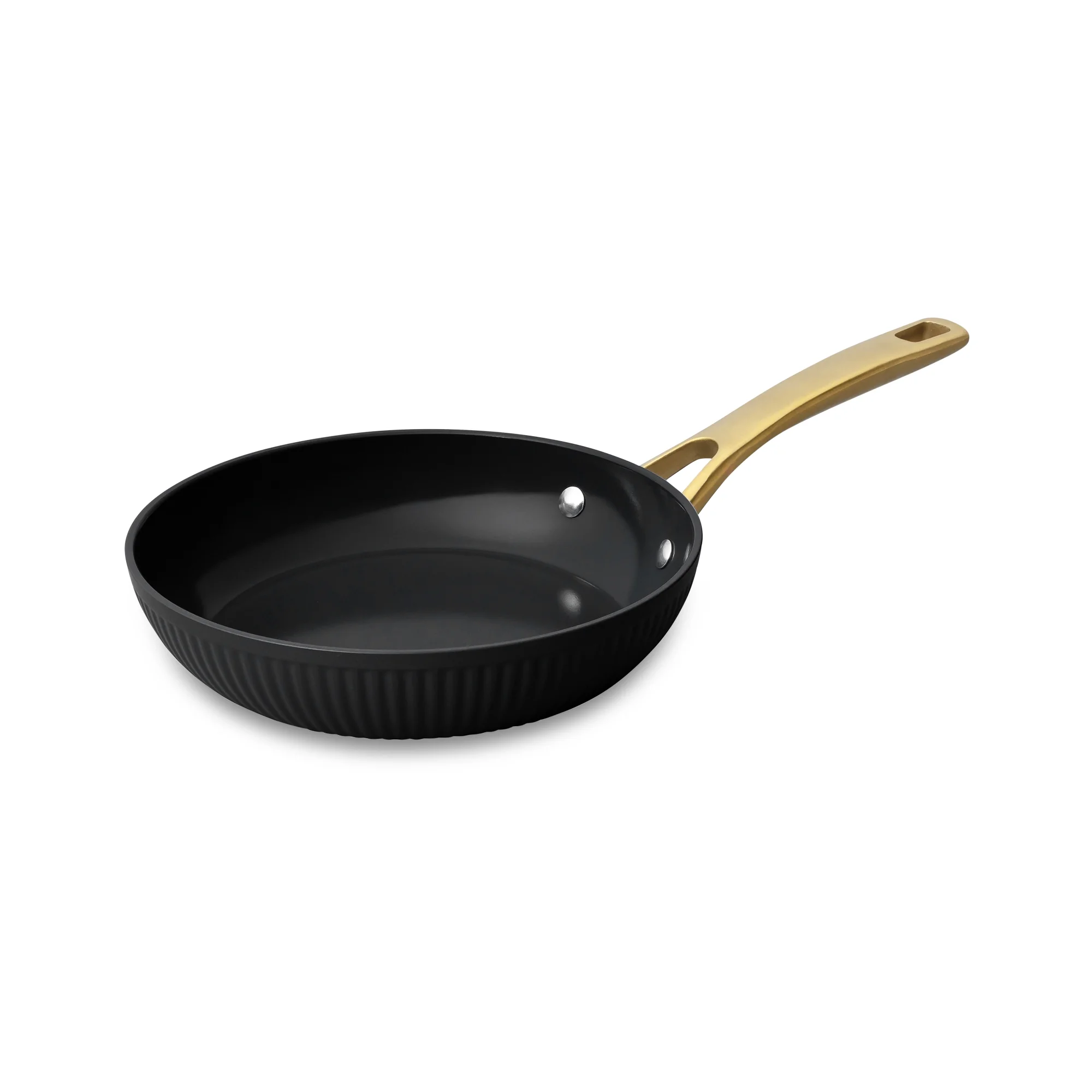 Thyme & Table 12 - Piece Nonstick Signature Ribbed Cookware Set, Pots and Pans Set - Black & Gold