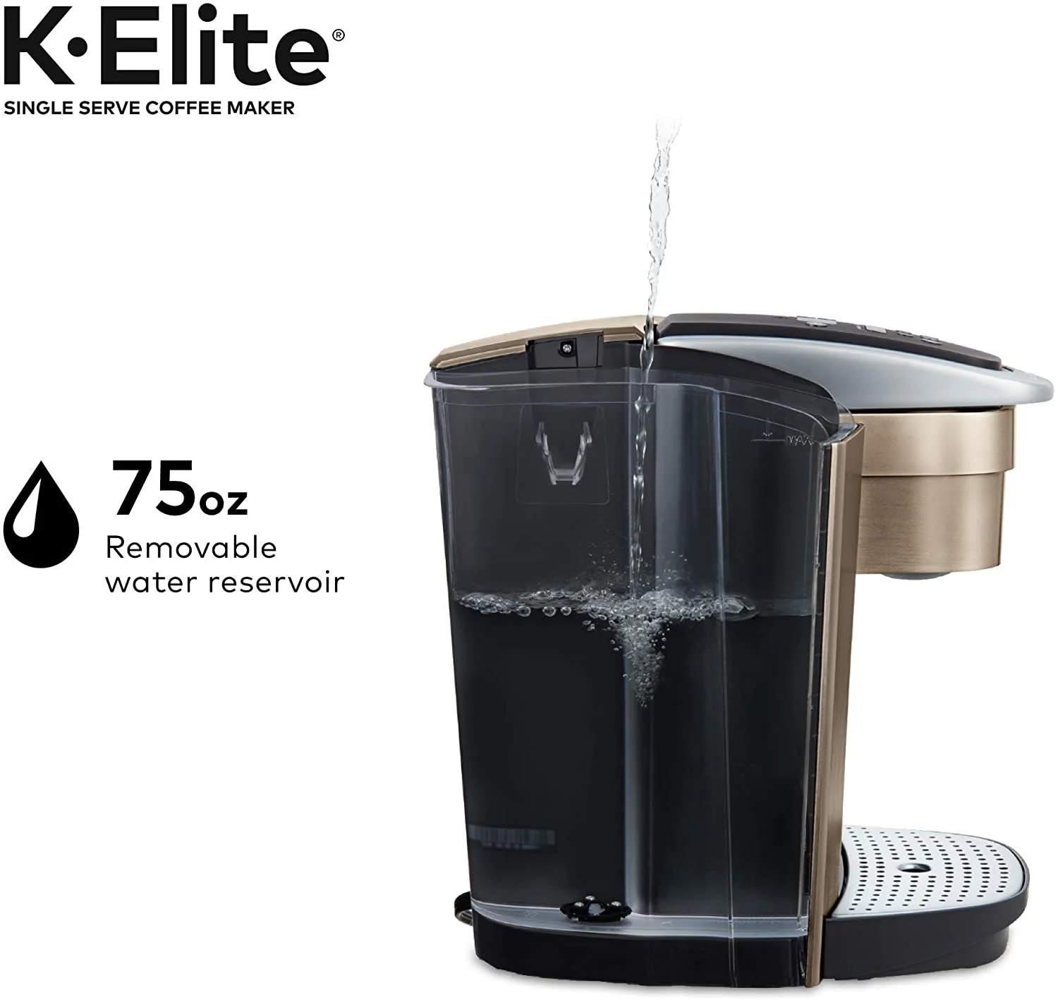 K-Elite Coffee Maker, Single Serve K-Cup Pod Coffee Brewer, With Iced Coffee Capability, Brushed Slate(Gray) - Image 6