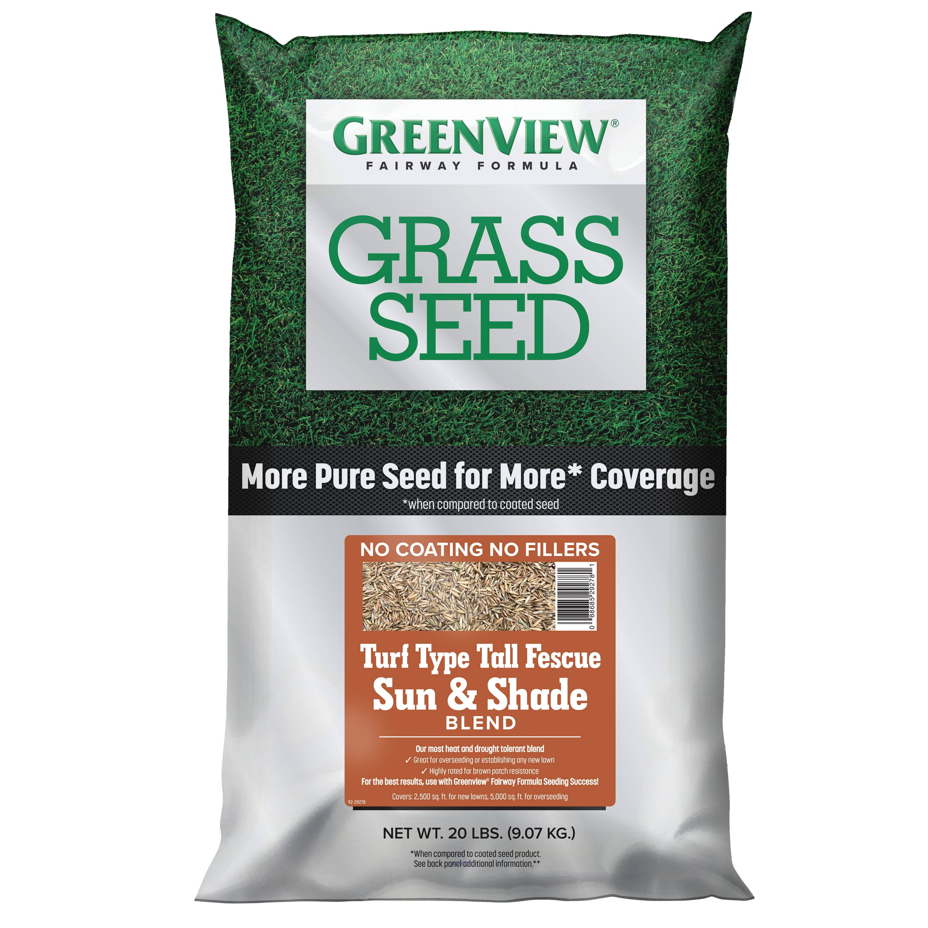 Greenview 20lbs Grass Seed Turf Fairway Formula Type Tall Fescue Sun Shade Blend