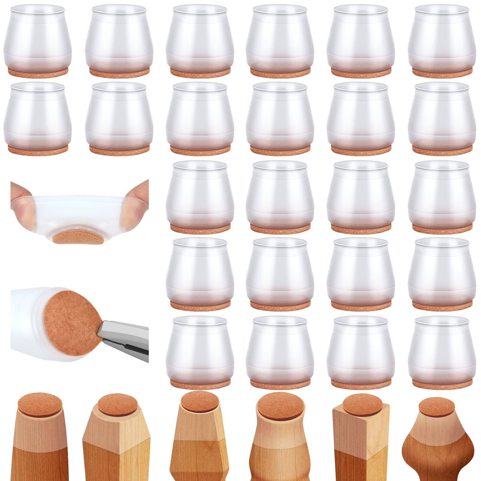 Joeyrras 24pcs Silicone Chair Leg Floor Protectors, Felt Furniture Pads for Hardwood Floors, Rubber Chair Leg Protectors for Hardwood Floors, Chair