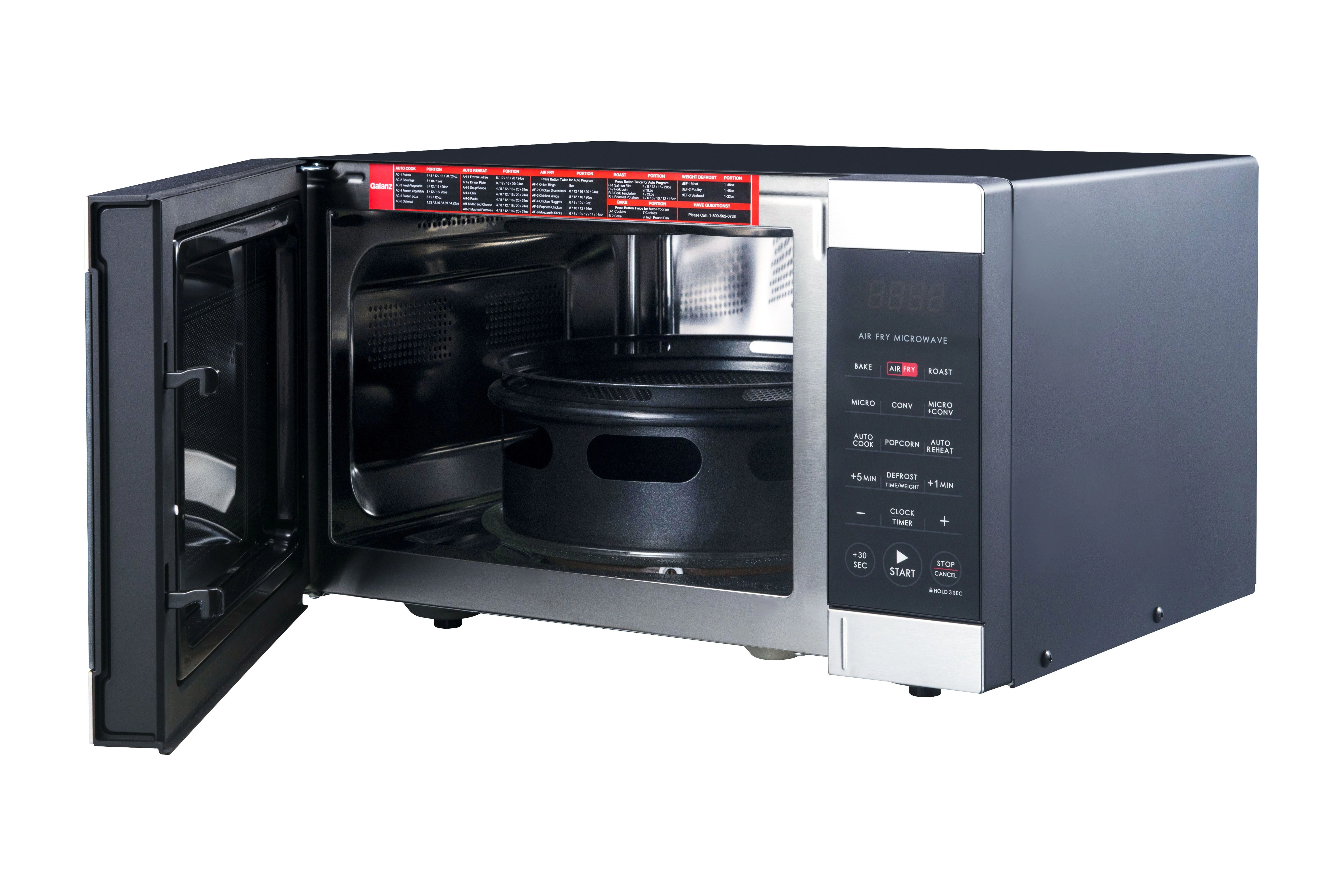 Galanz 0.9 cu ft Air Fry Countertop Microwave, 900 Watts, Stainless Steel, New